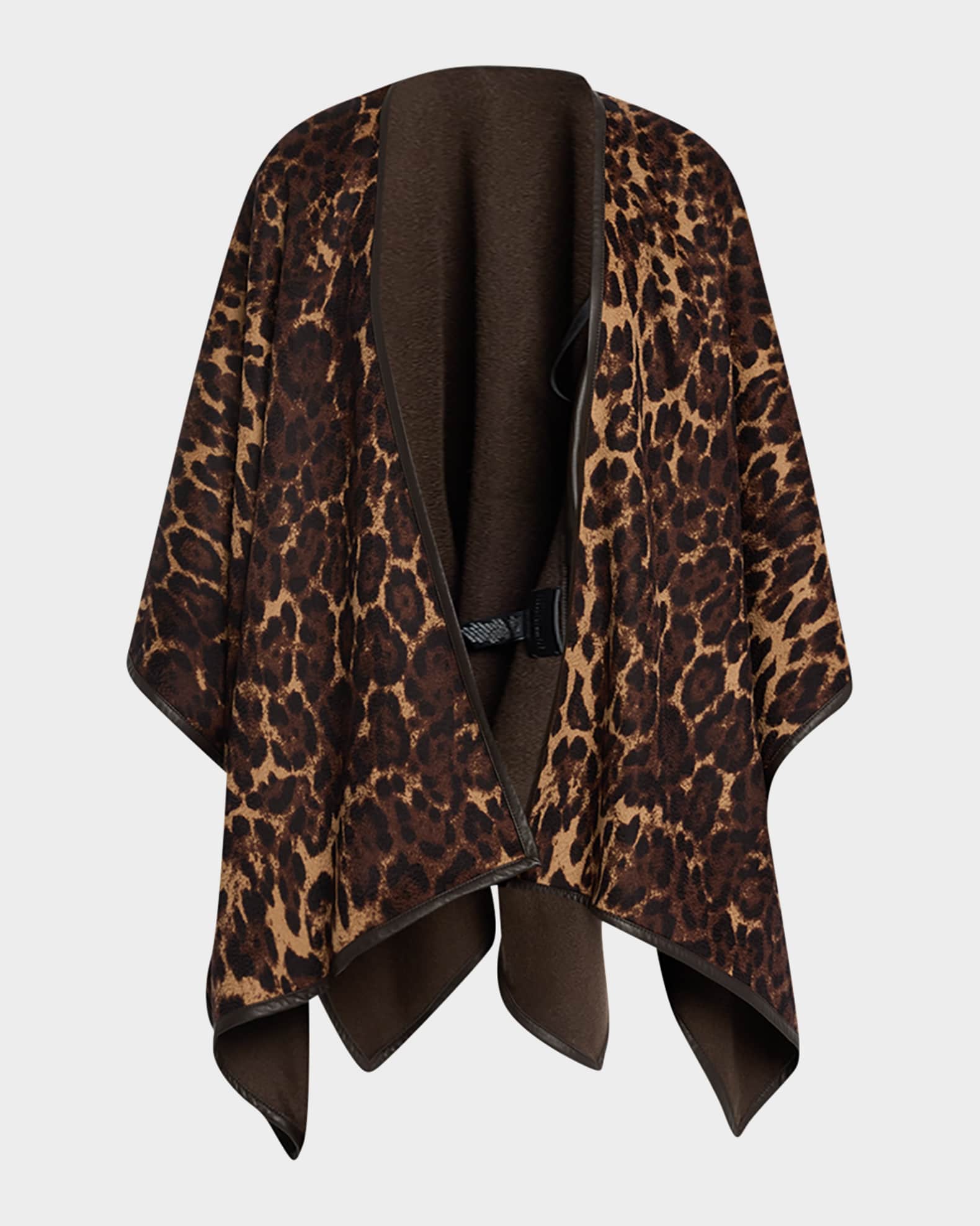 Reversible Jaguar Cashmere & Leather Cape  0