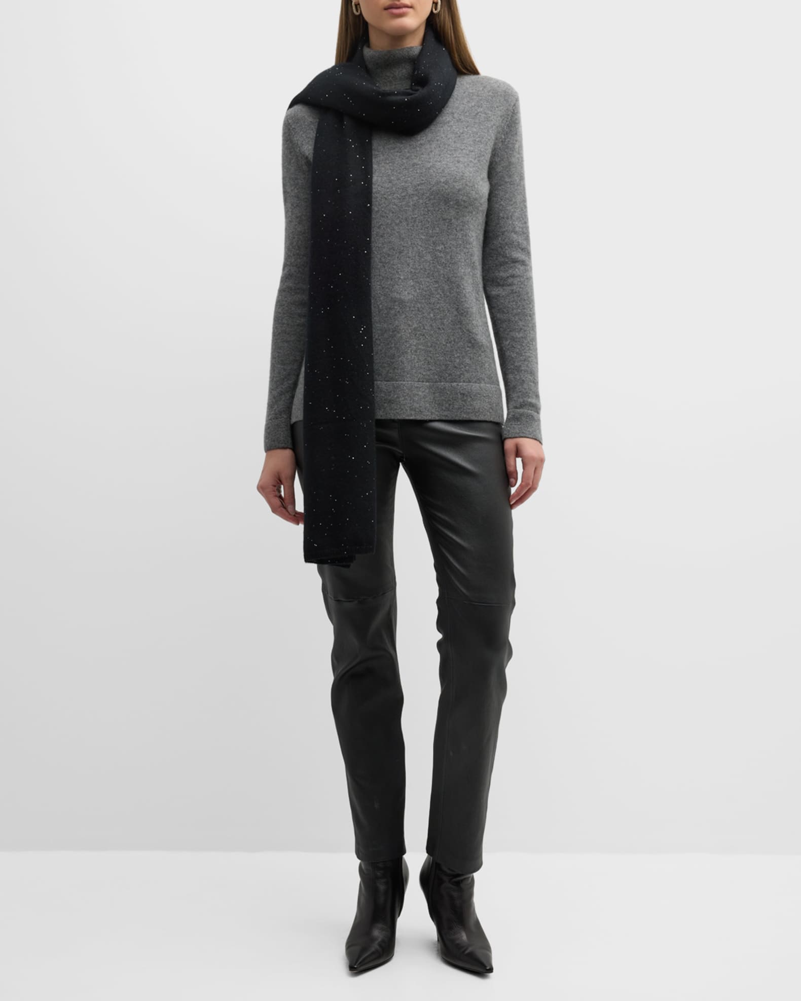 All-Over Sequin Cashmere Scarf  1