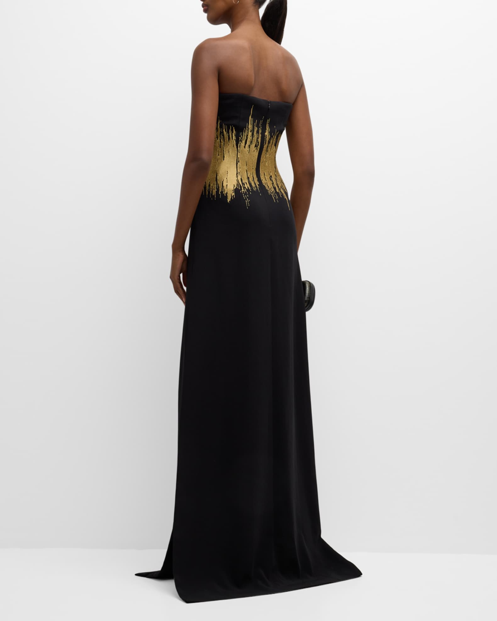 Metallic embroidered jersey chiffon halter dress sale