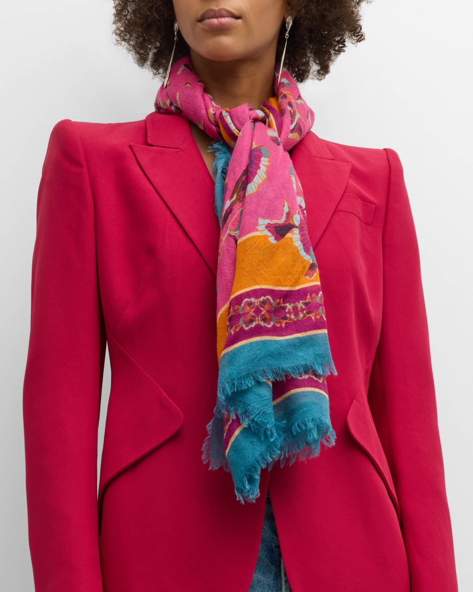 Patterned cashmere scarf deals