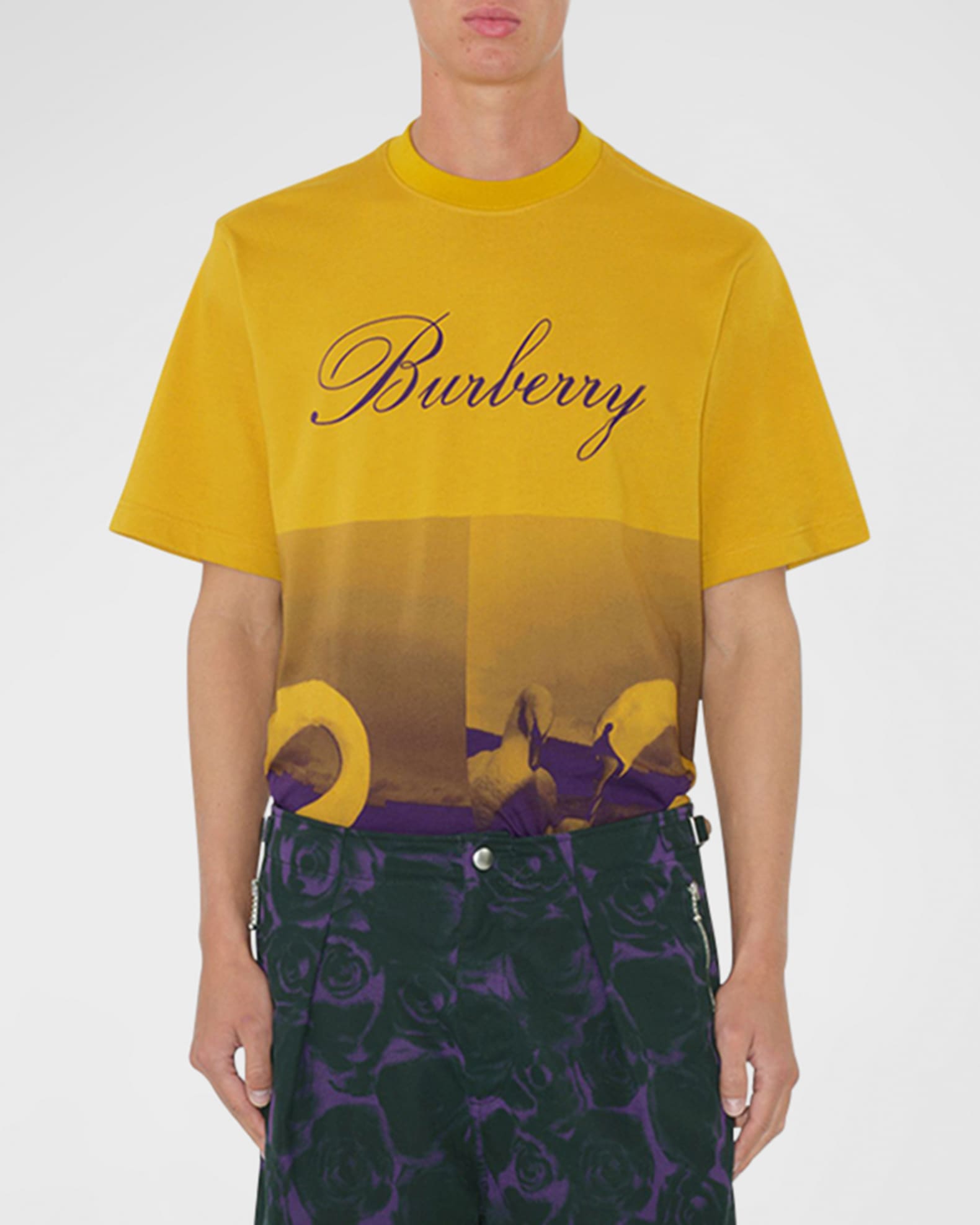 Burberry Men s Logo and Swan Print T Shirt Neiman Marcus
