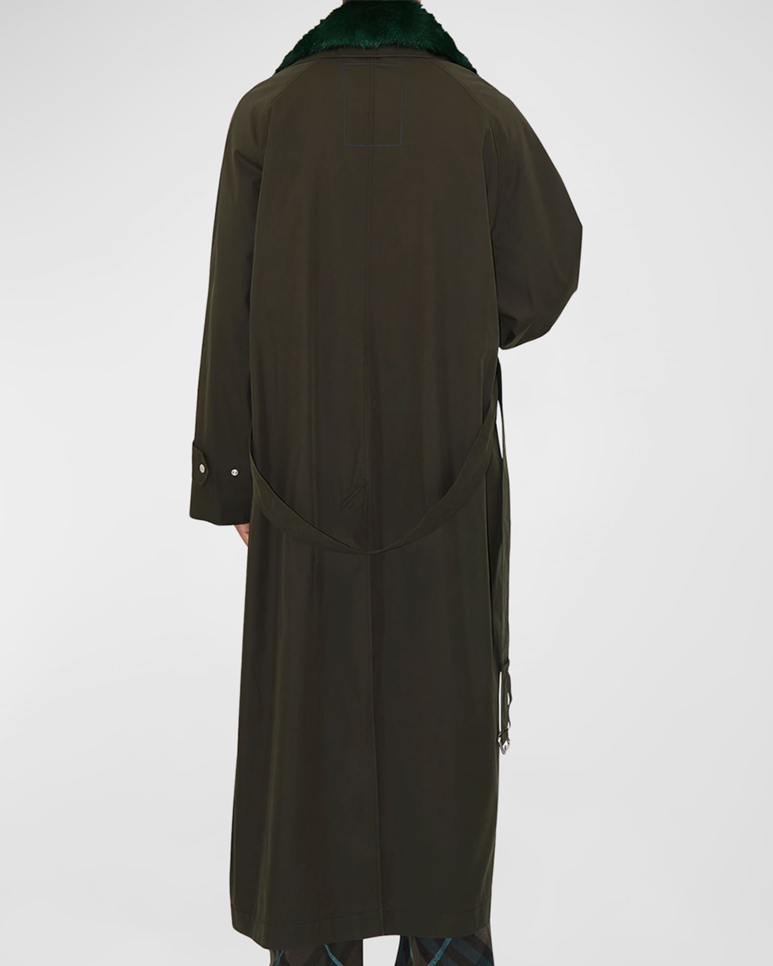 Men s Trench Coat with Faux Fur Collar