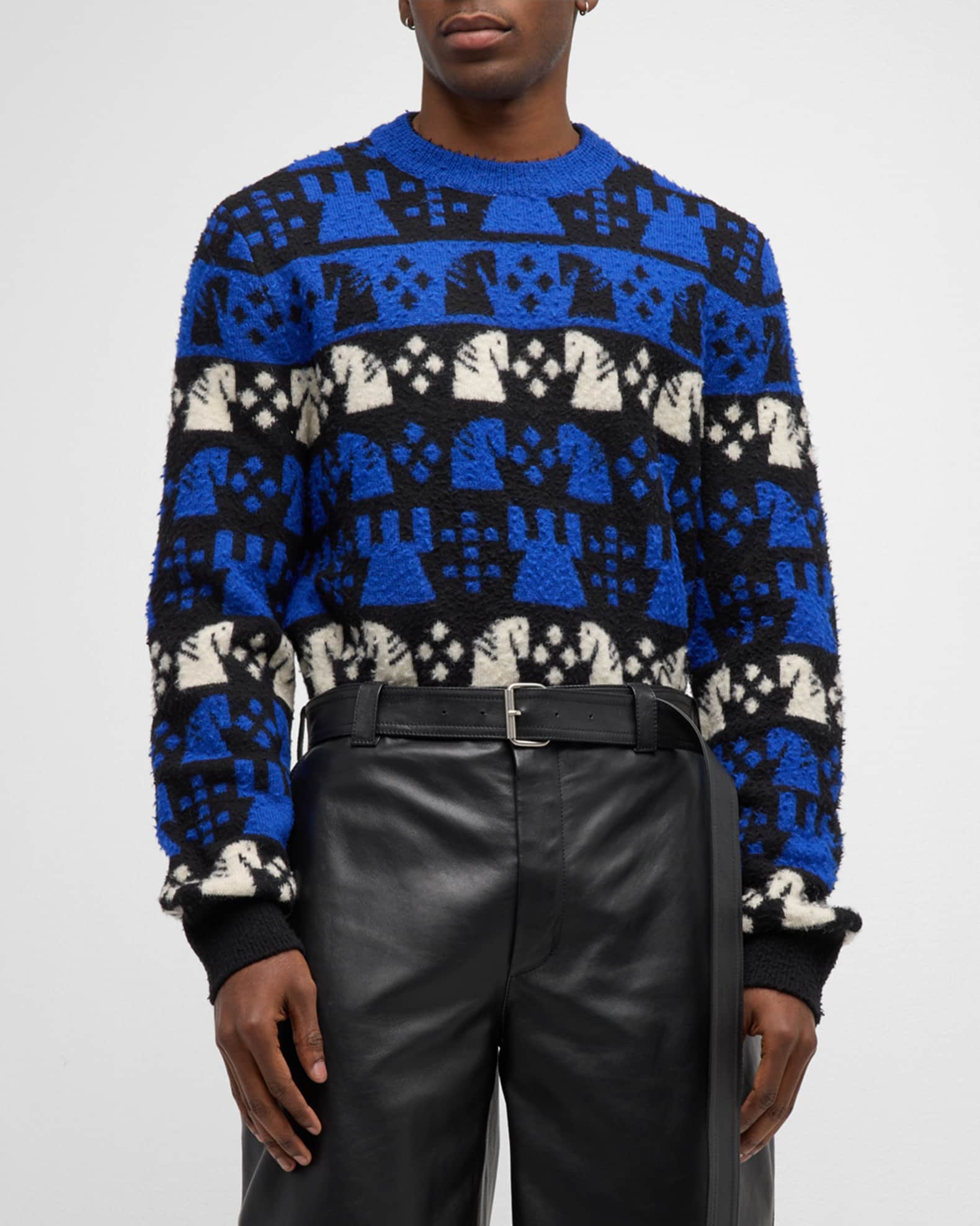 Burberry Men s Chess Fair Isle Sweater Neiman Marcus