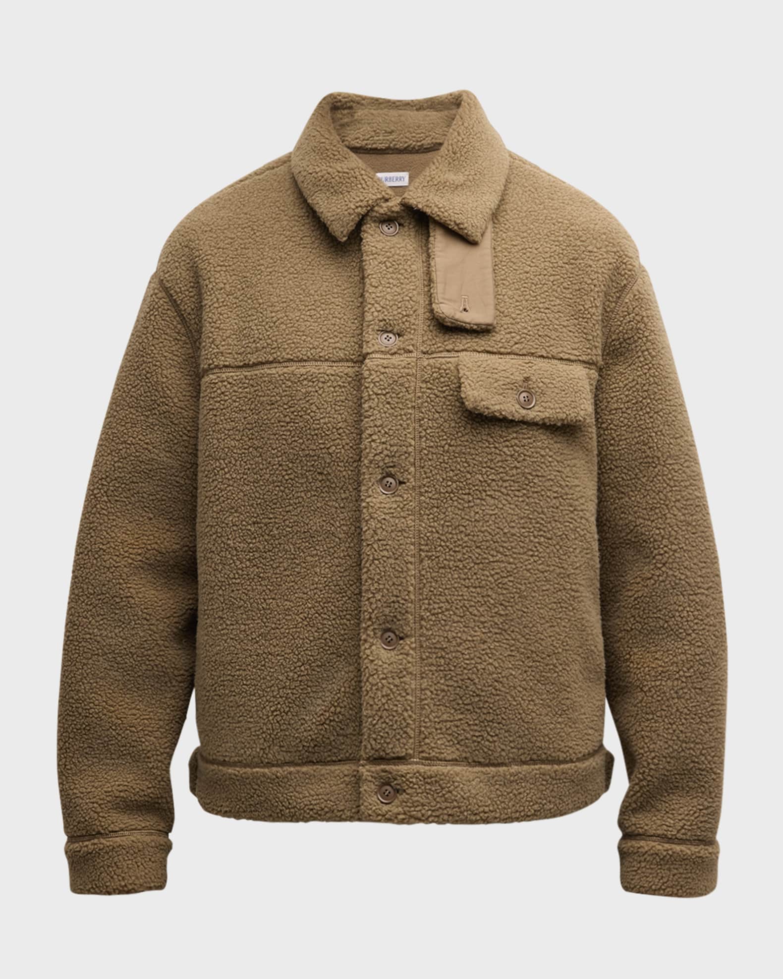 Burberry Men's Solid Fleece Overshirt | Neiman Marcus