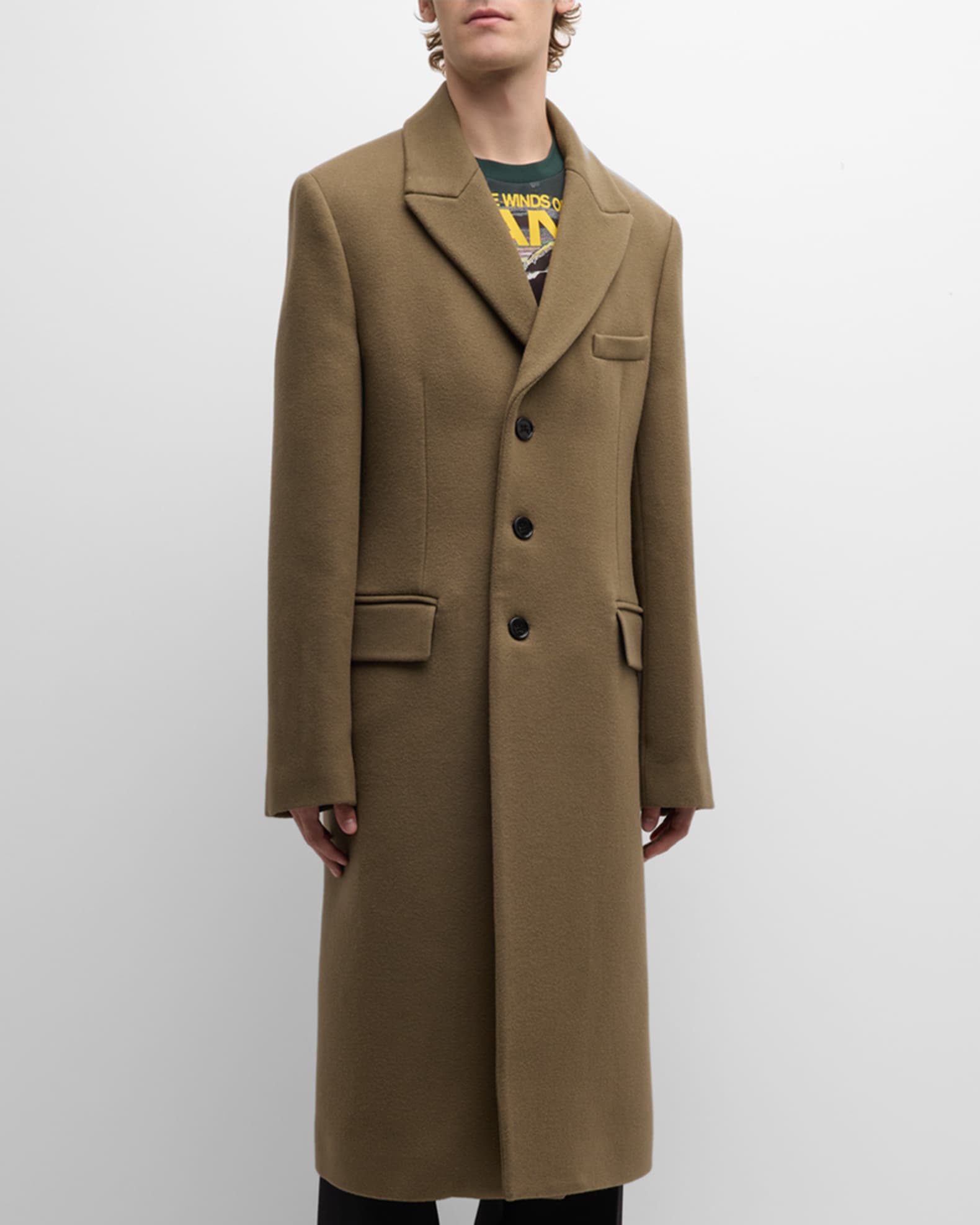 Men s Solid Wool Overcoat