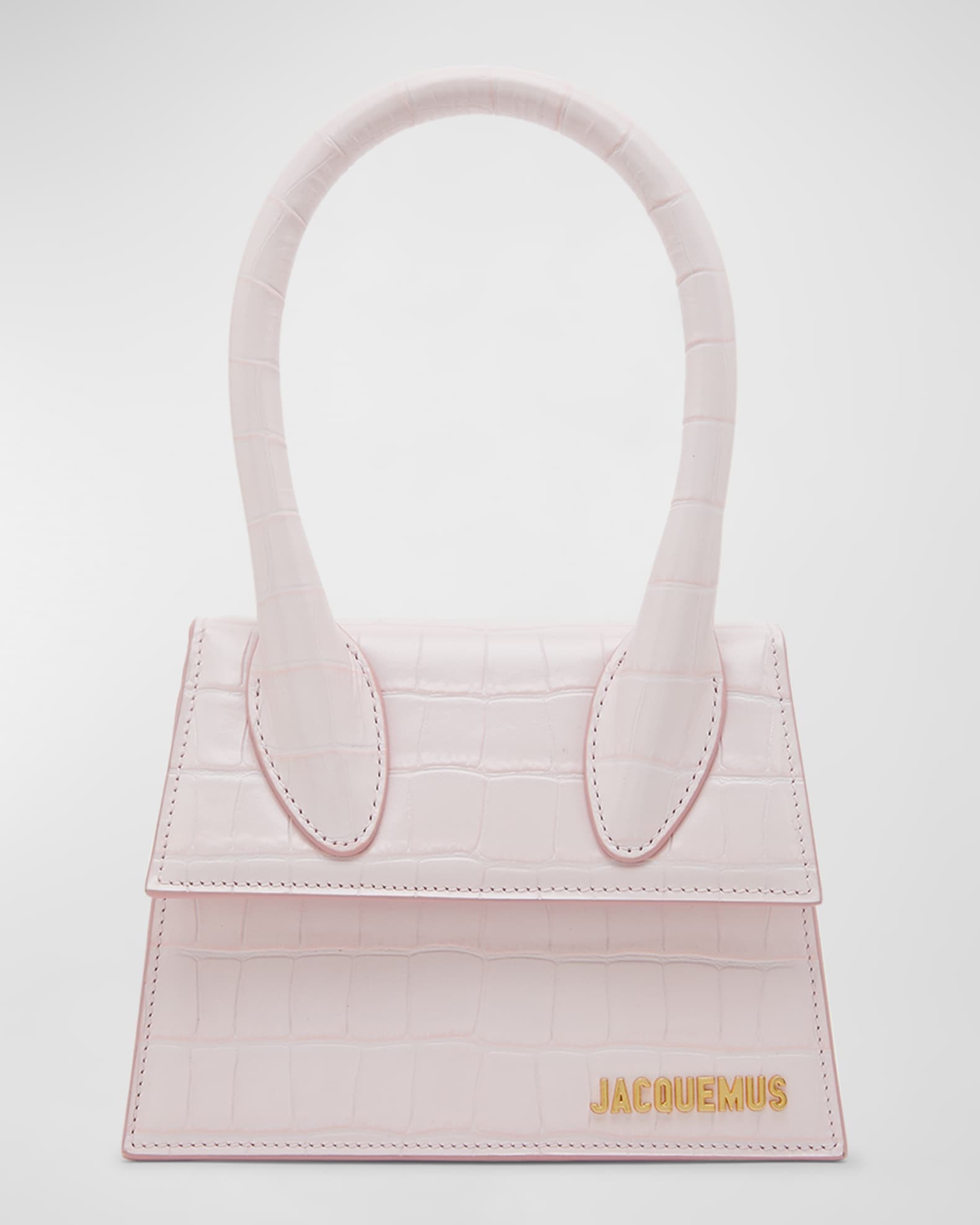 Le Chiquito Moyen Croc Embossed Top Handle Bag