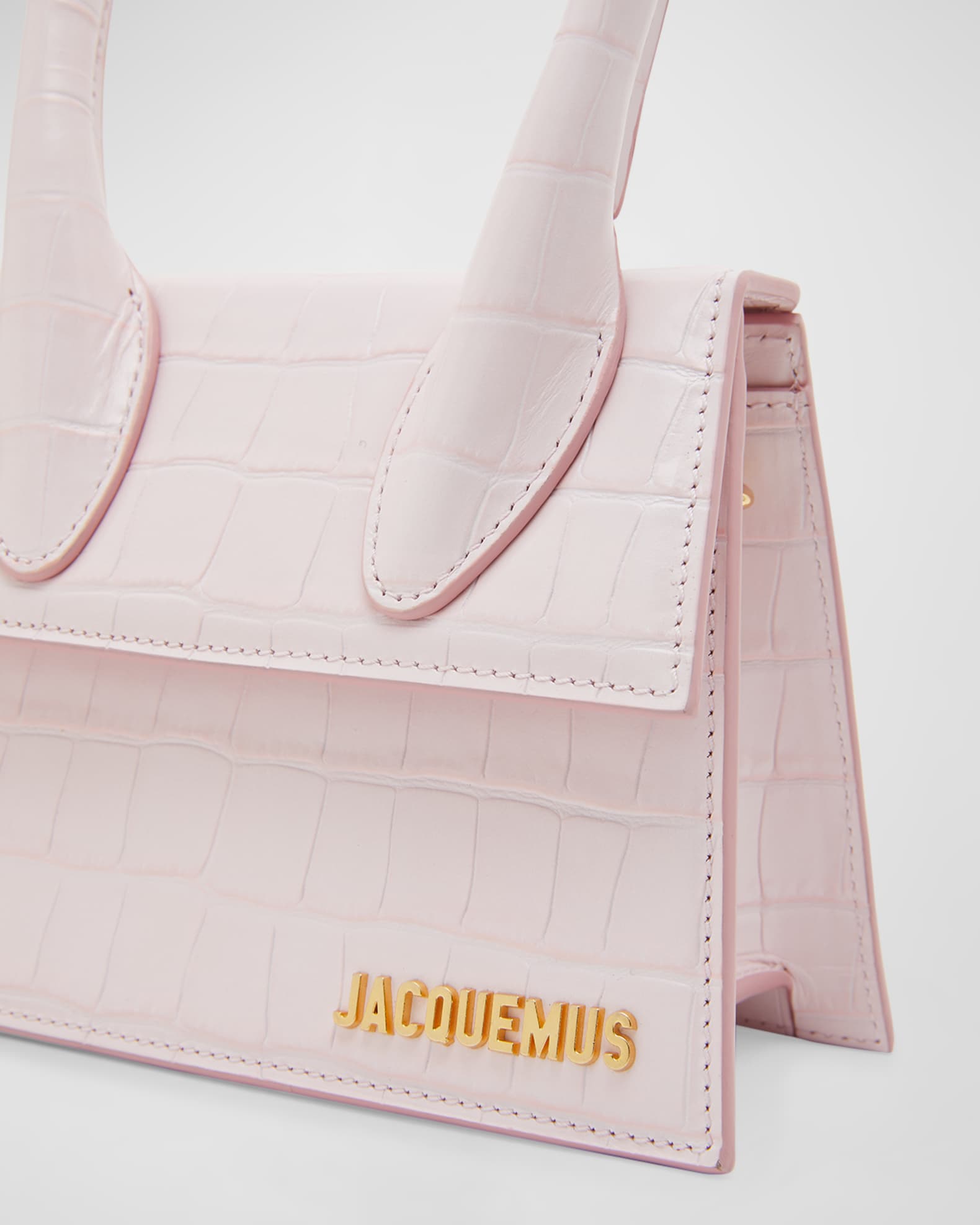 Jacquemus Le Chiquito Long Crocodile-effect Tote Bag in Pink