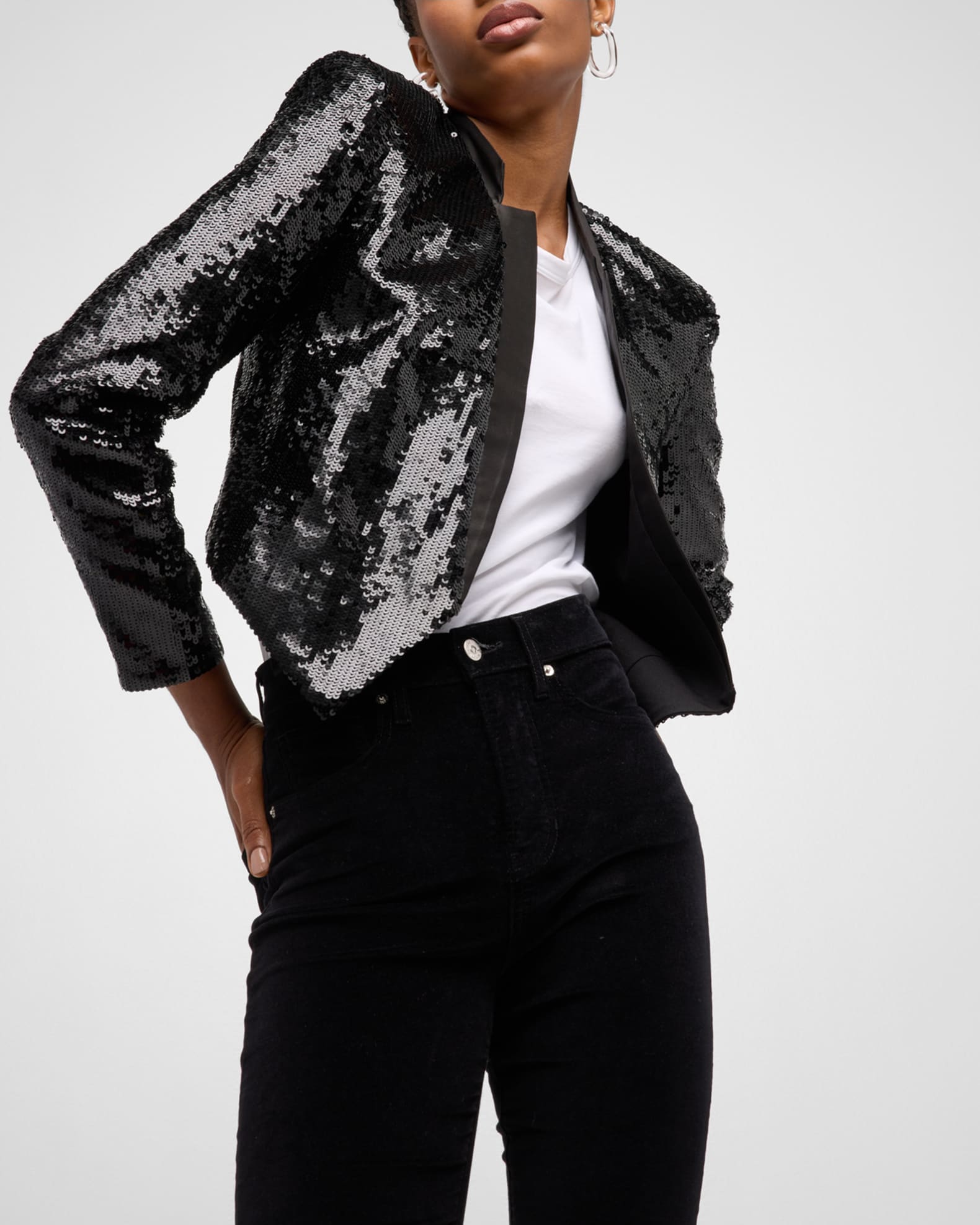 Veronica Beard Delony Sequin Crop Jacket | Neiman Marcus
