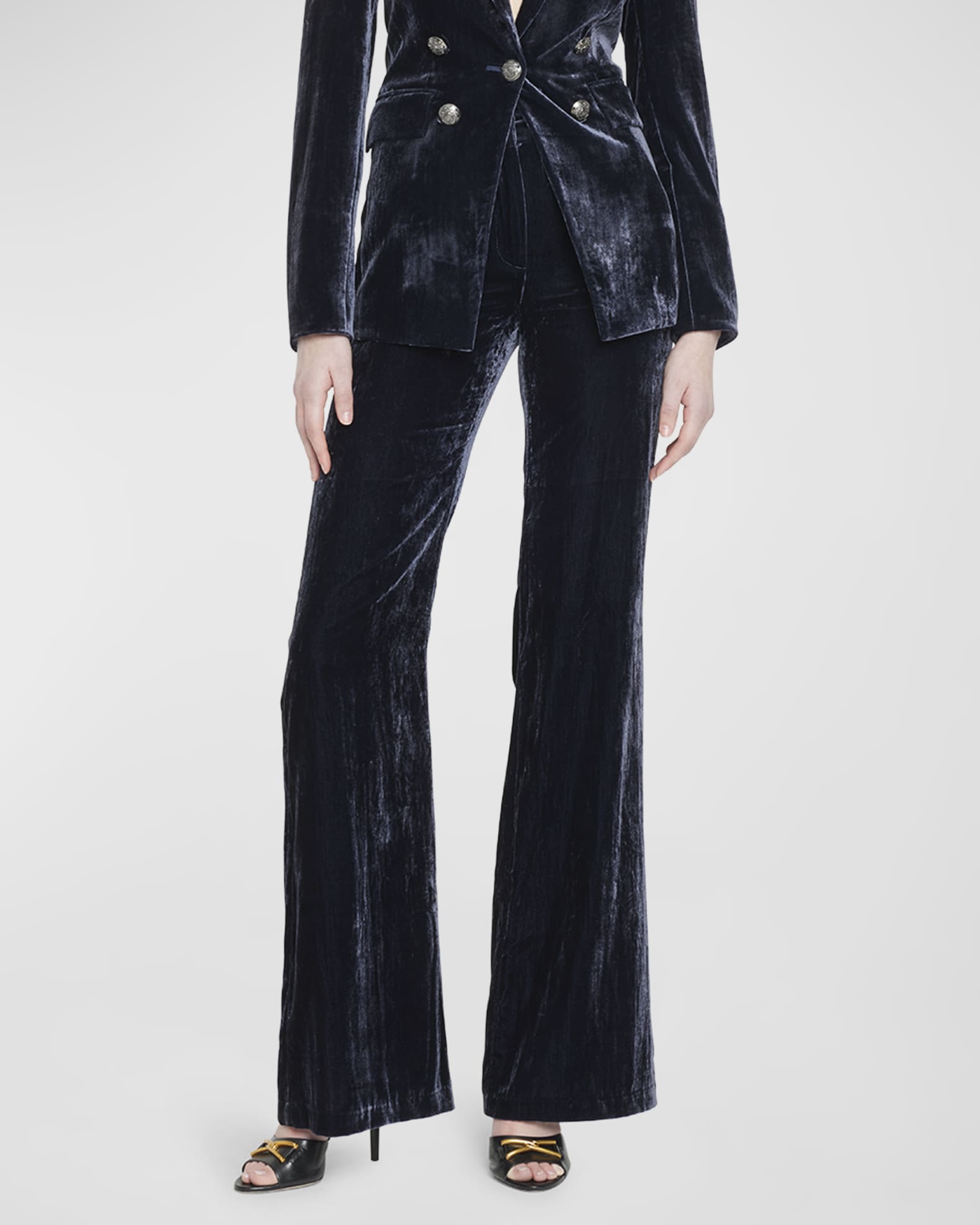 Veronica Beard Lebone Velvet Wide-Leg Tailored Pants | Neiman Marcus