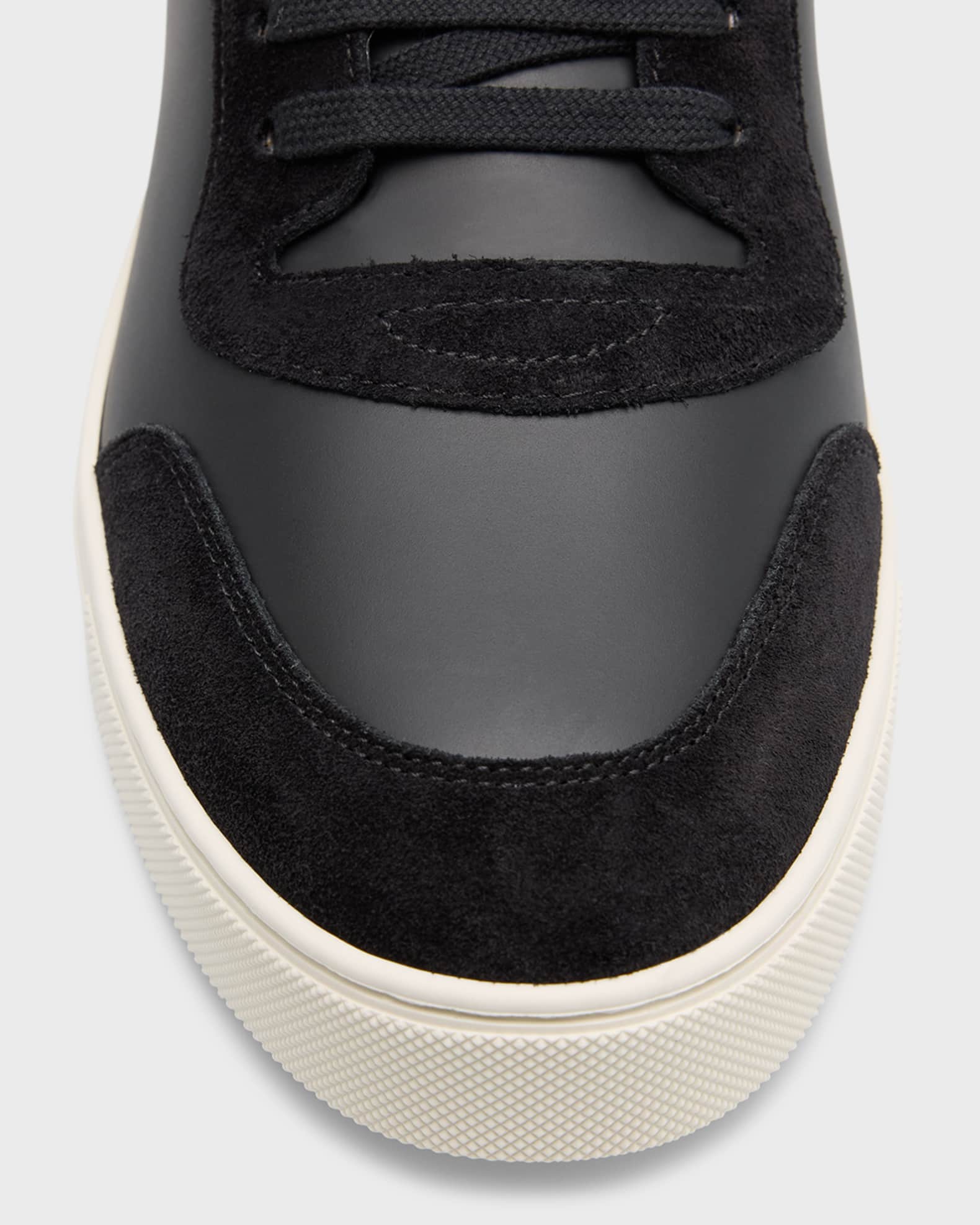 Burberry Men's Stevie Leather and Check Low-Top Sneakers