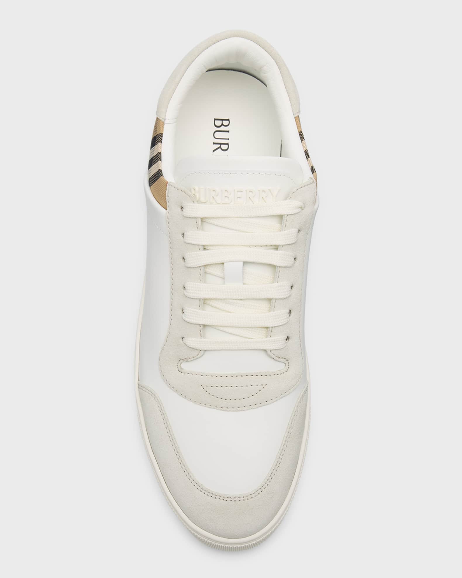 Burberry Men's Leather-Suede Check Sneakers | Neiman Marcus