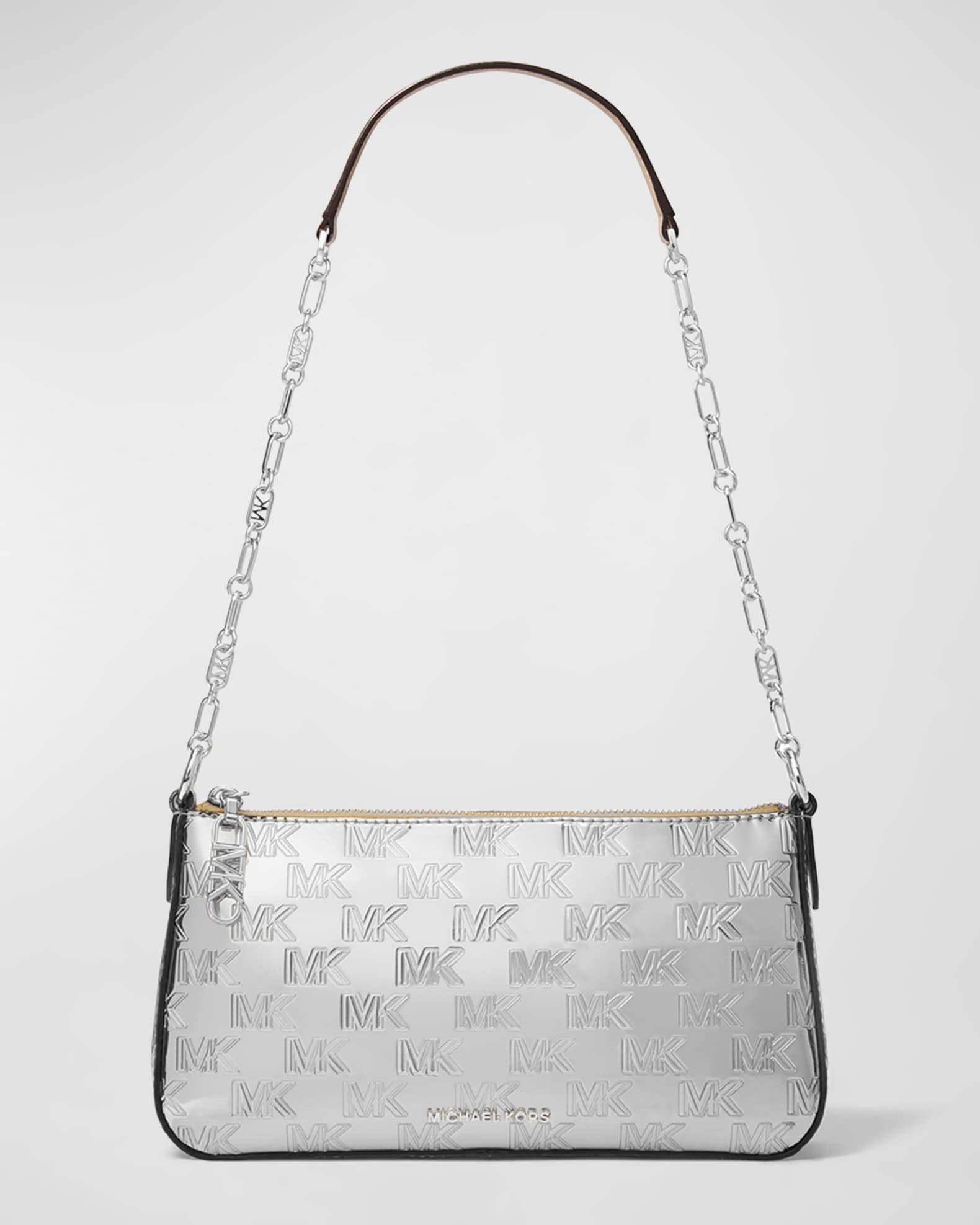 Coach Mirror Metallic Pochette, Silver: Handbags