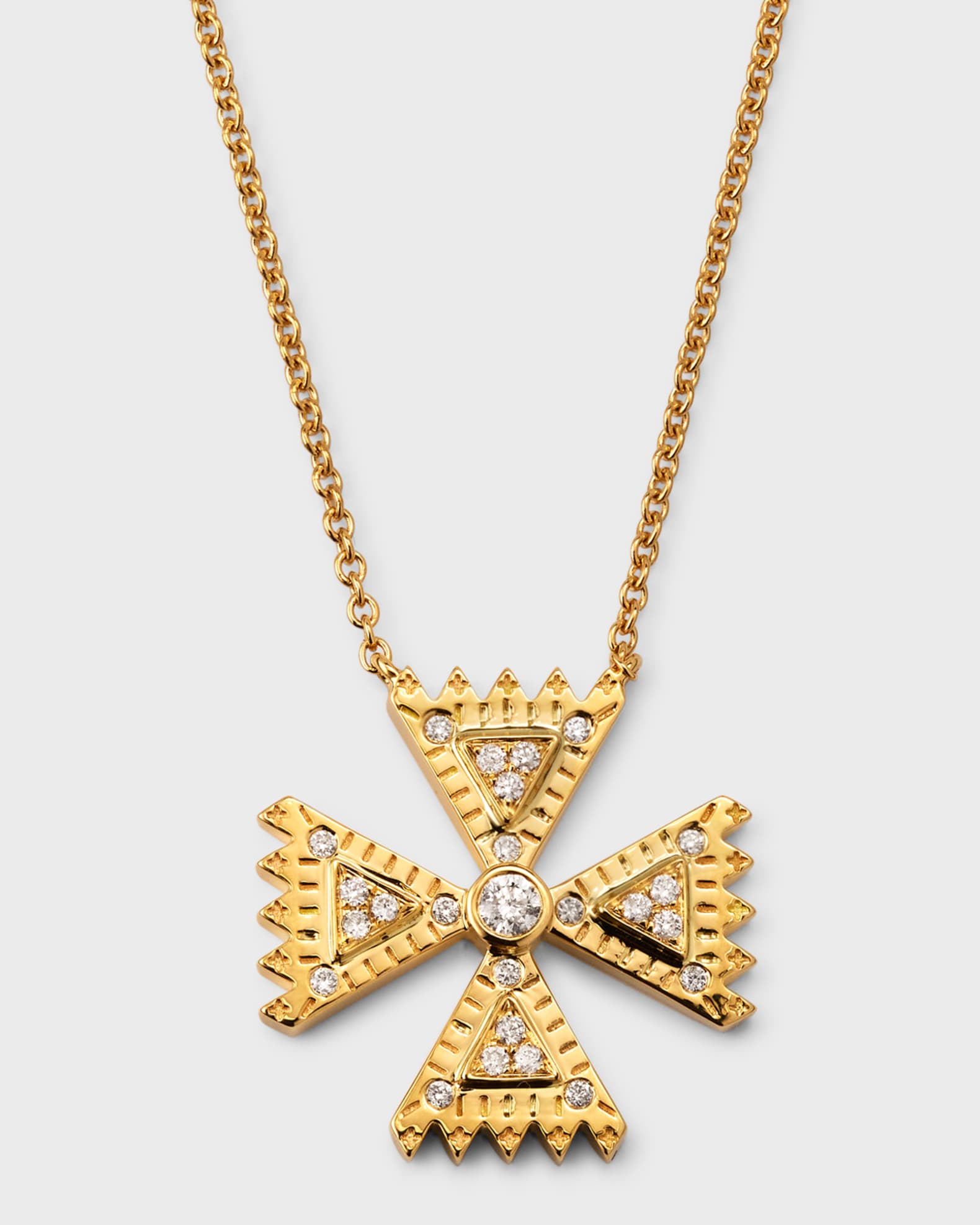 18k Yellow Gold Mini Diamond Crux Pendant Necklace 0