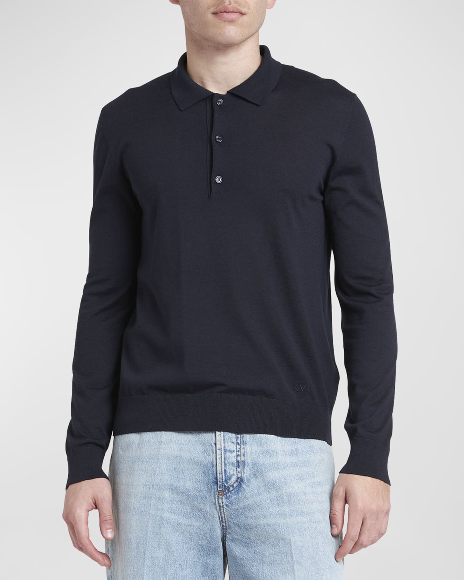 Valentino Garavani Men's Cashmere-Silk Polo Shirt | Neiman