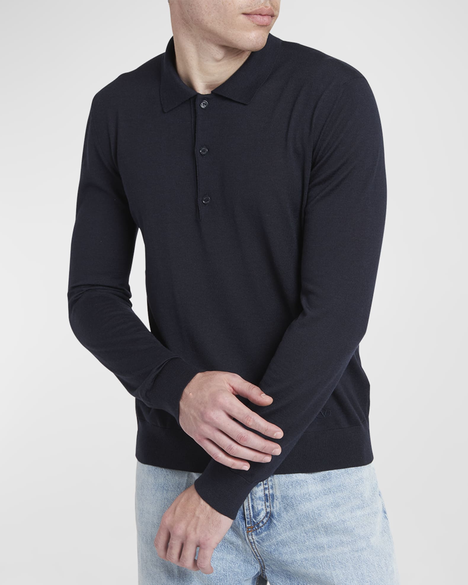 Valentino Garavani Men's Cashmere-Silk Polo Shirt | Neiman