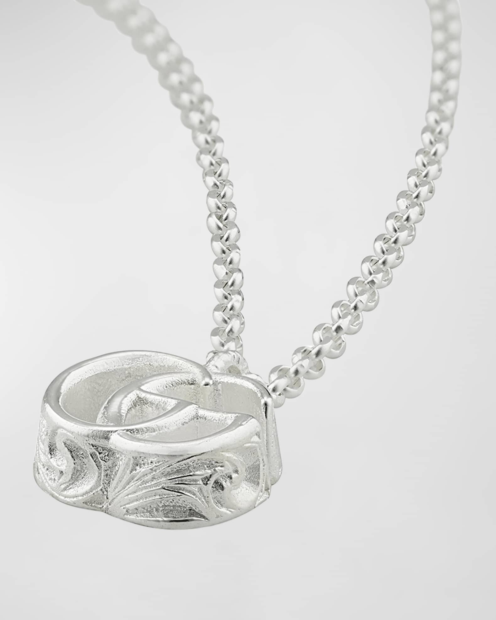 特別価格！GUCCI Sterling Silver Gg Groove Necklace NEW! Gucci 925 Sterling Silver GG Groove Interlocking