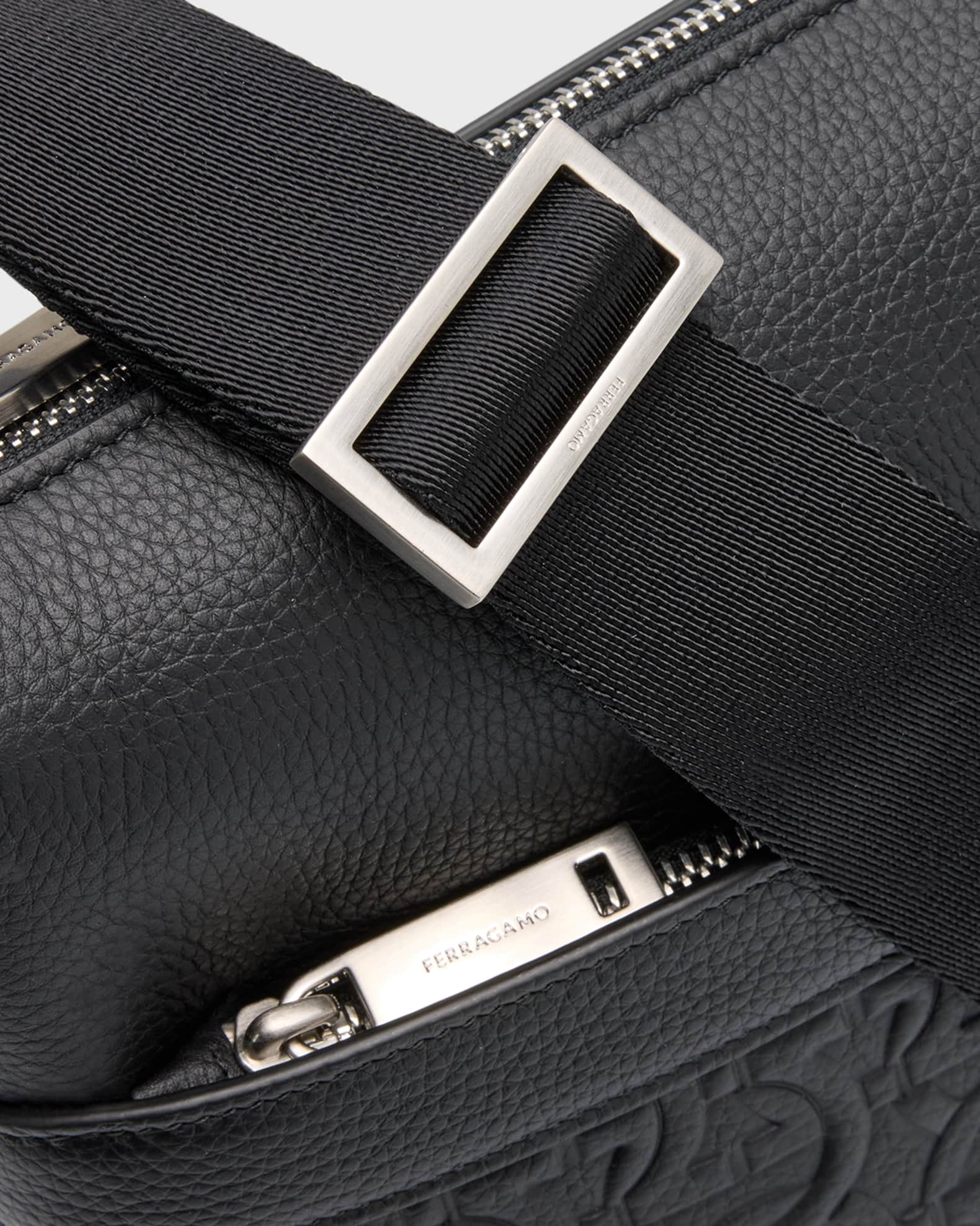 【送料&関税込】Ferragamo arch Black Matte Leather Bag FERRAGAMO Embossed Leather Travel Bag | Saks Fifth Avenue