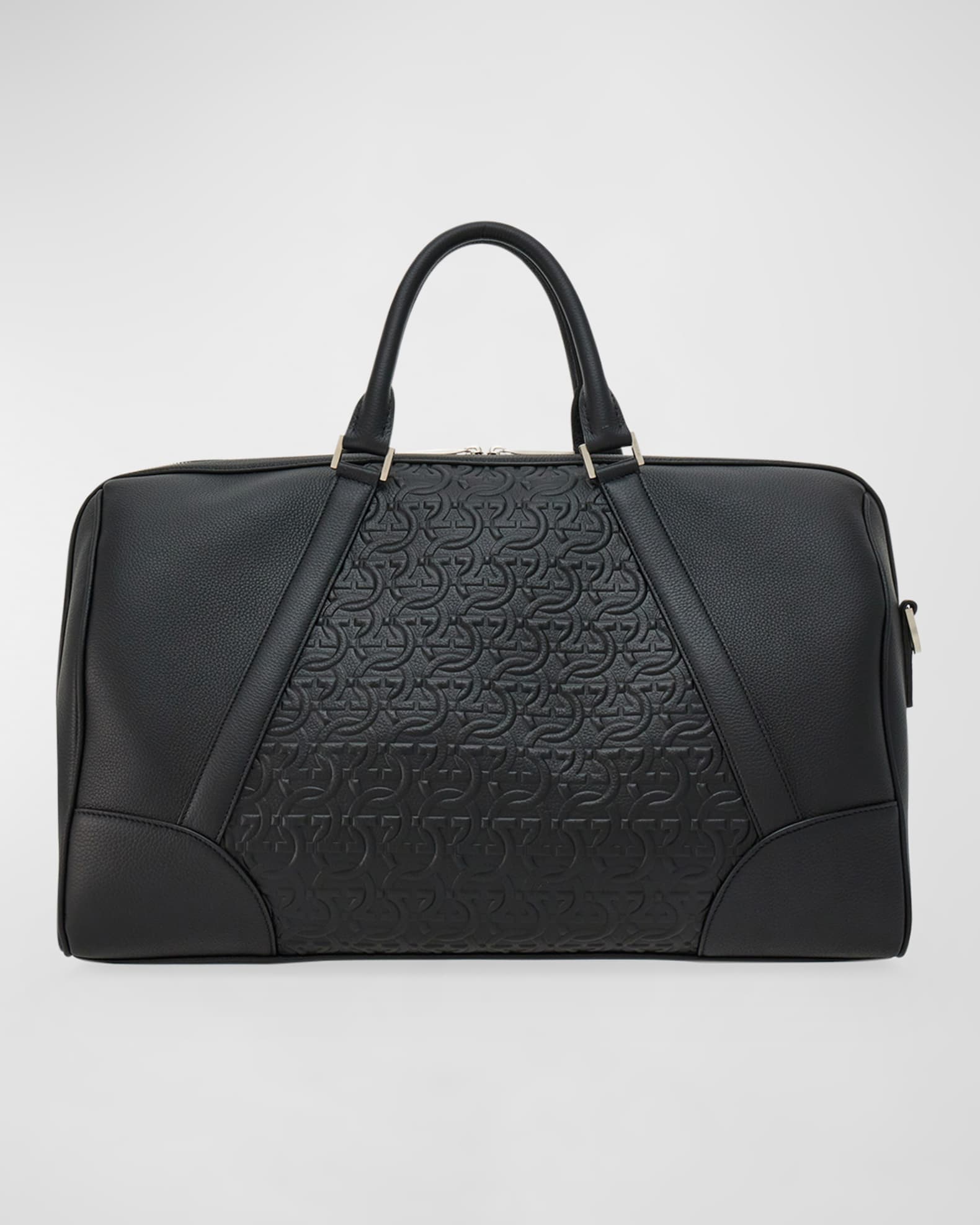 Men s Gancini Embossed Leather Travel Duffel Bag