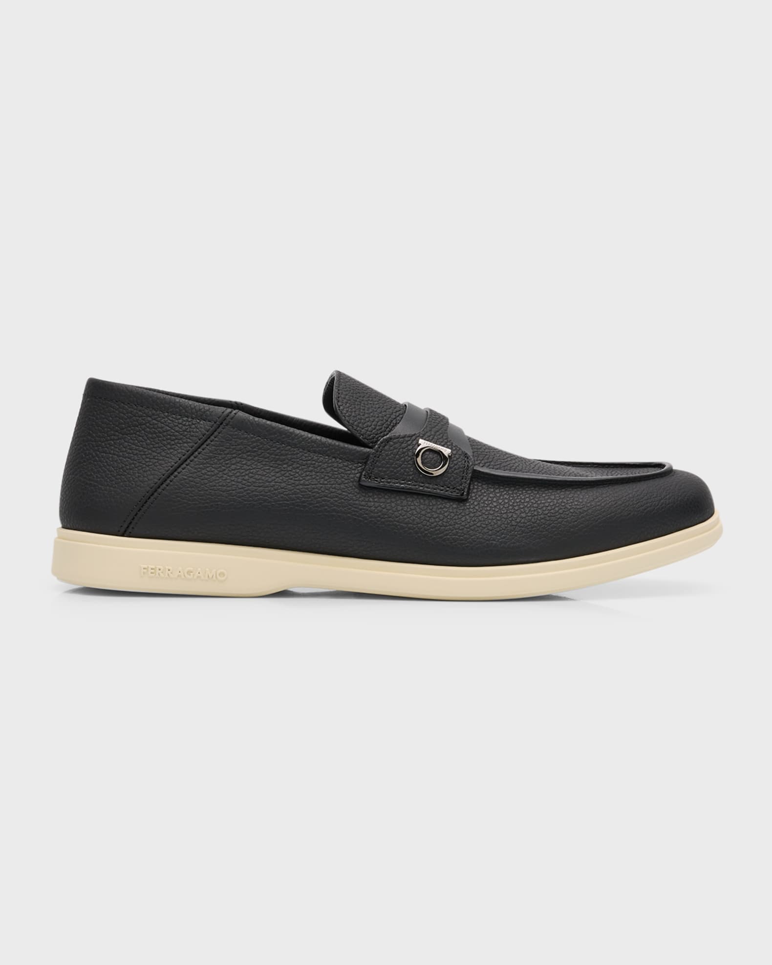 Ferragamo Men's Drame Leather Gancio Penny Loafers | Neiman Marcus