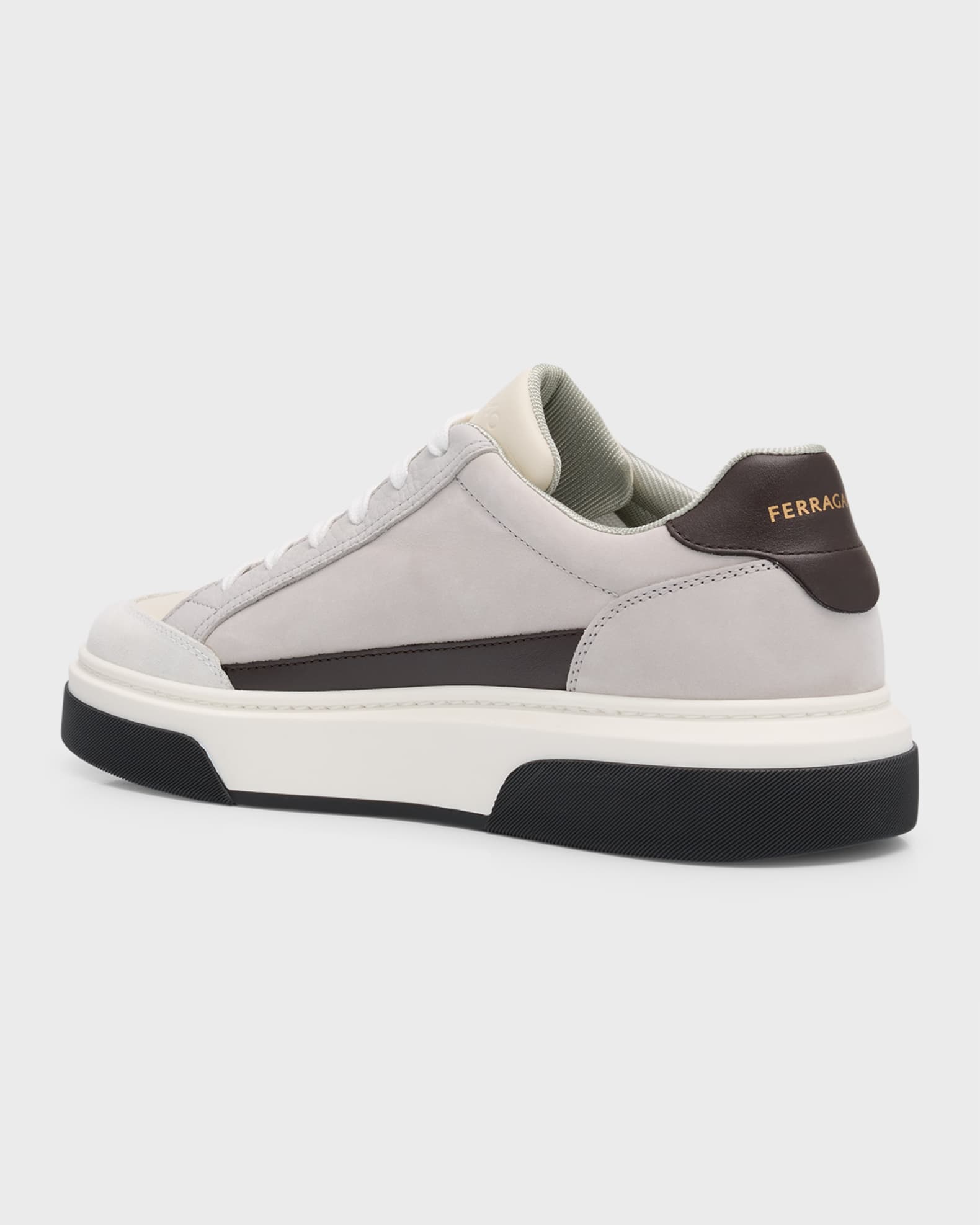 Ferragamo Men's Cassina Gancini Leather Low-Top Sneakers