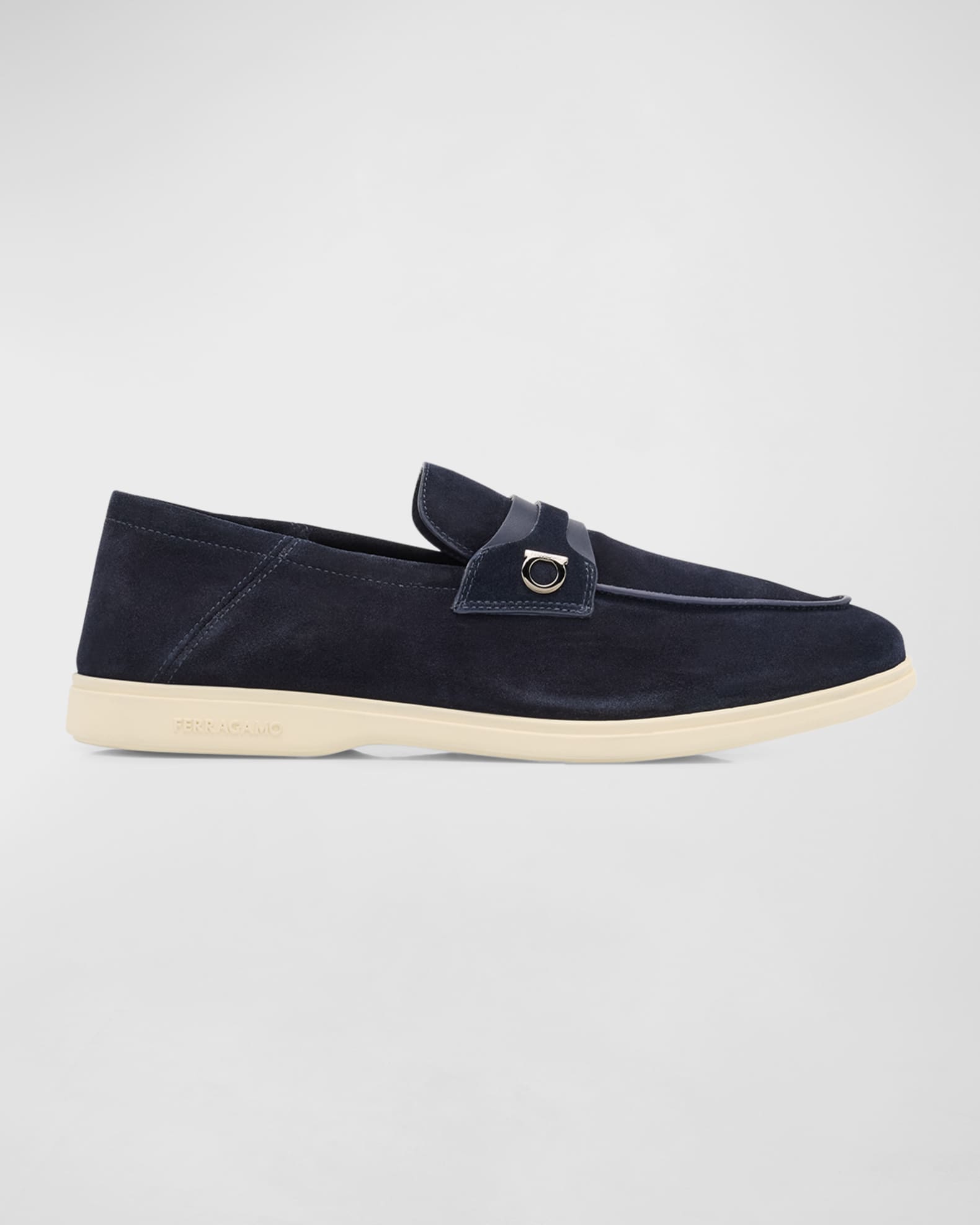 Ferragamo Men's Drame Gancio Suede Loafers | Neiman Marcus