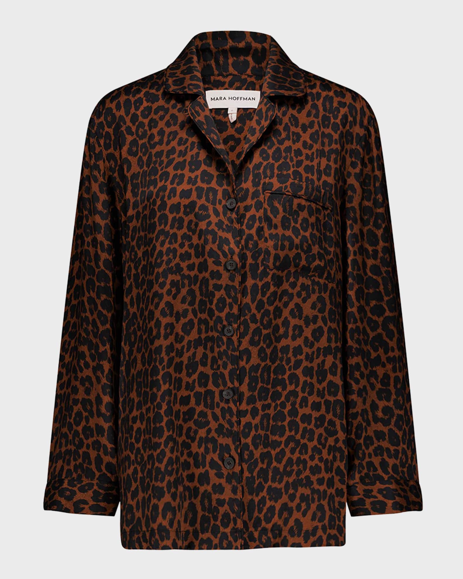 Mara Hoffman Iris Leopard Print Button Front Shirt Neiman Marcus