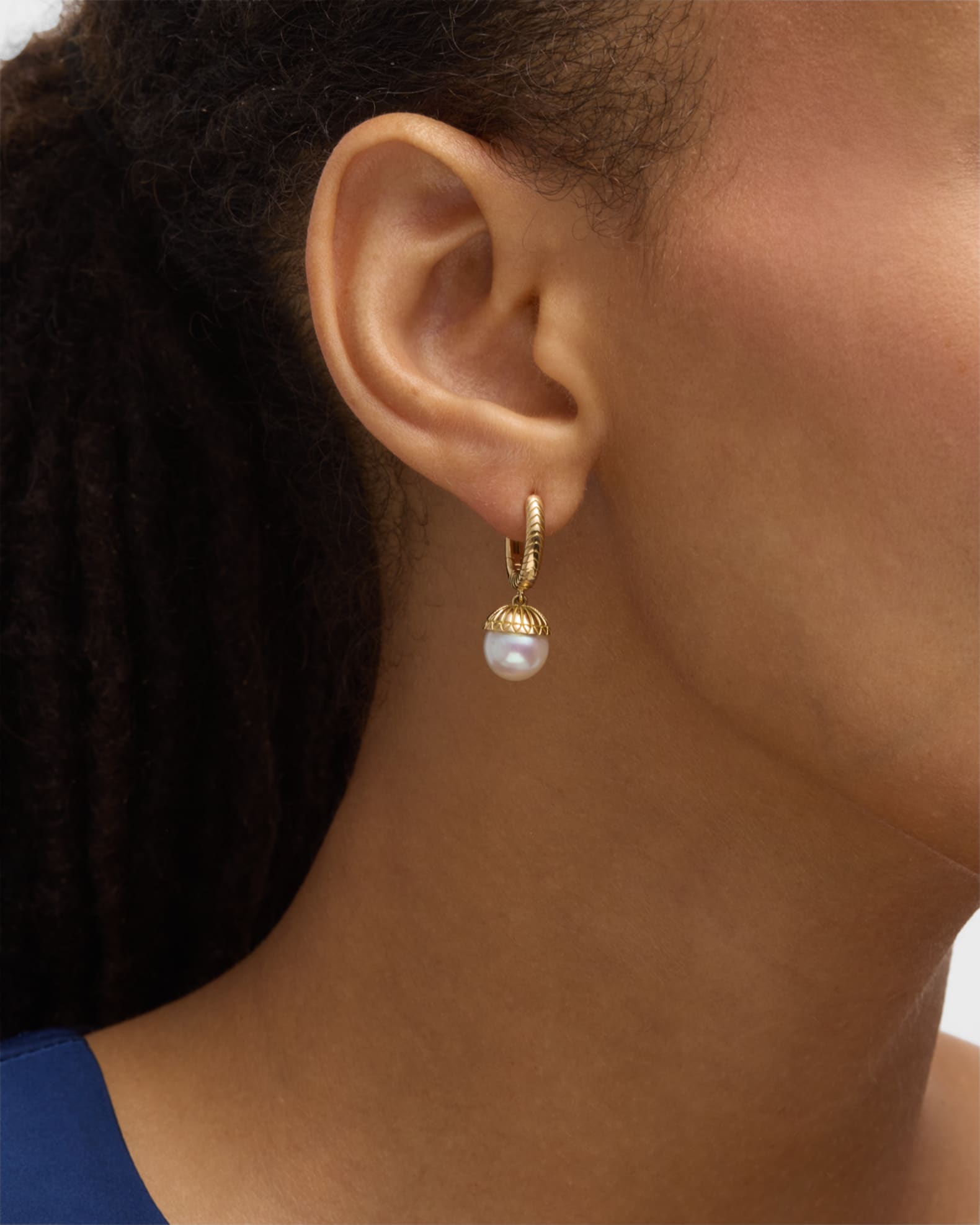 White Pearl Drop Huggie Earrings 1