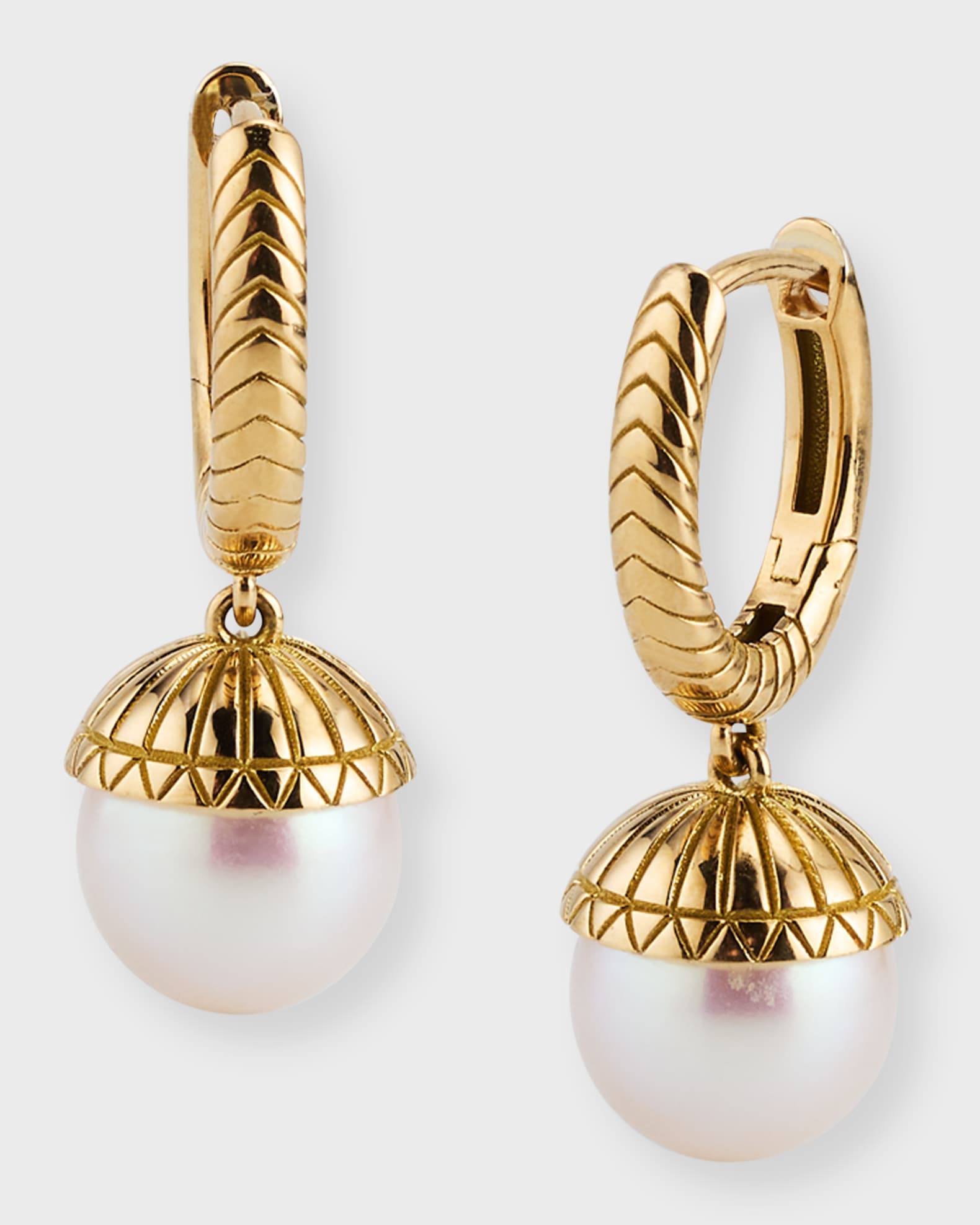 White Pearl Drop Huggie Earrings 0