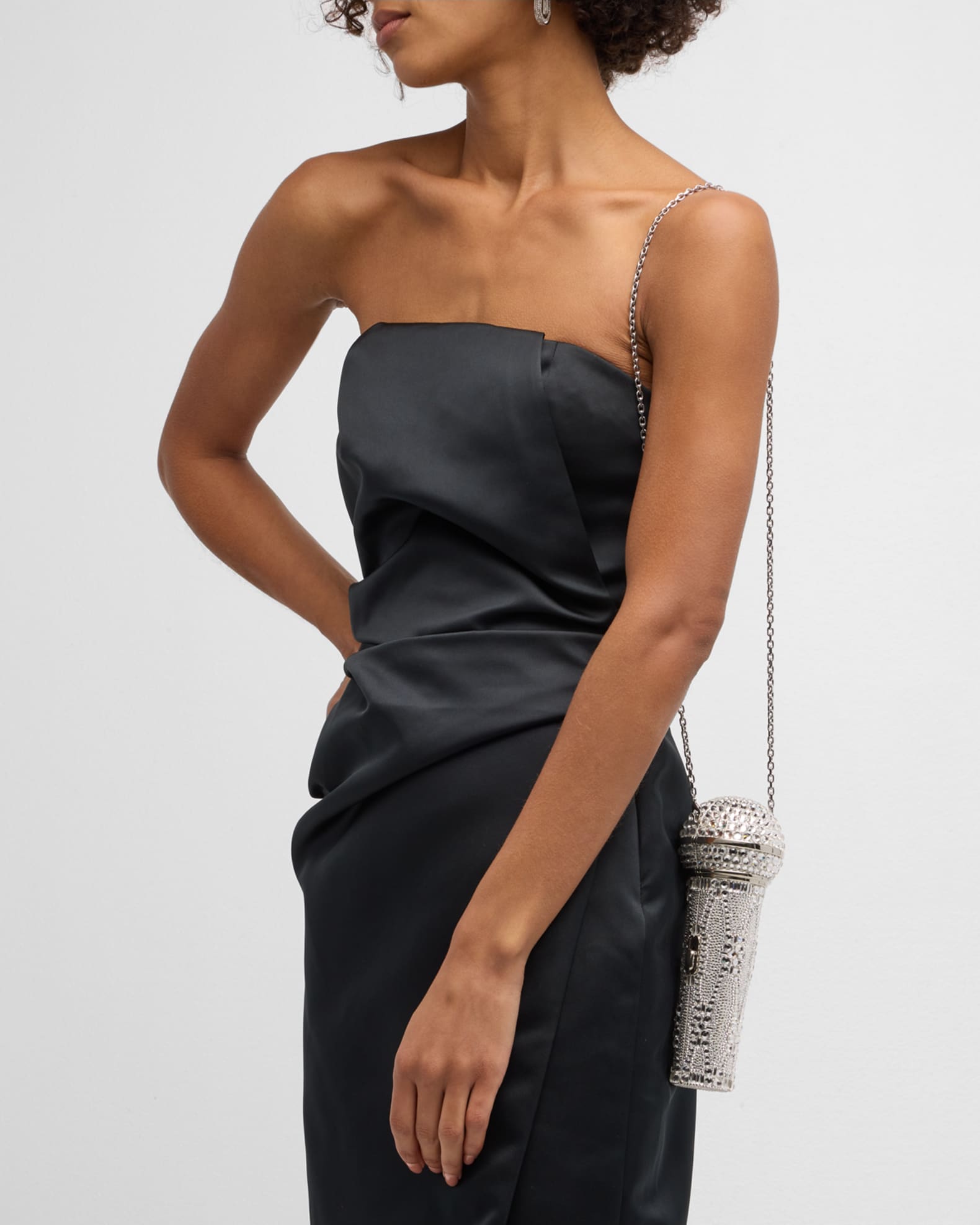 Judith Leiber Couture Microphone Crystal Clutch Bag with Chain