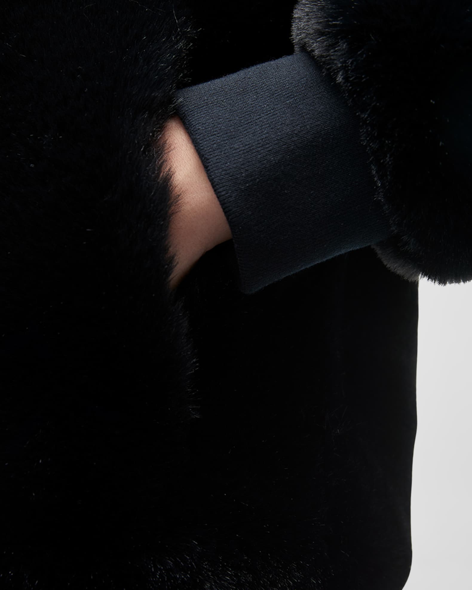 Moose Knuckles Portland Bunny Faux Fur Cropped Jacket | Neiman Marcus