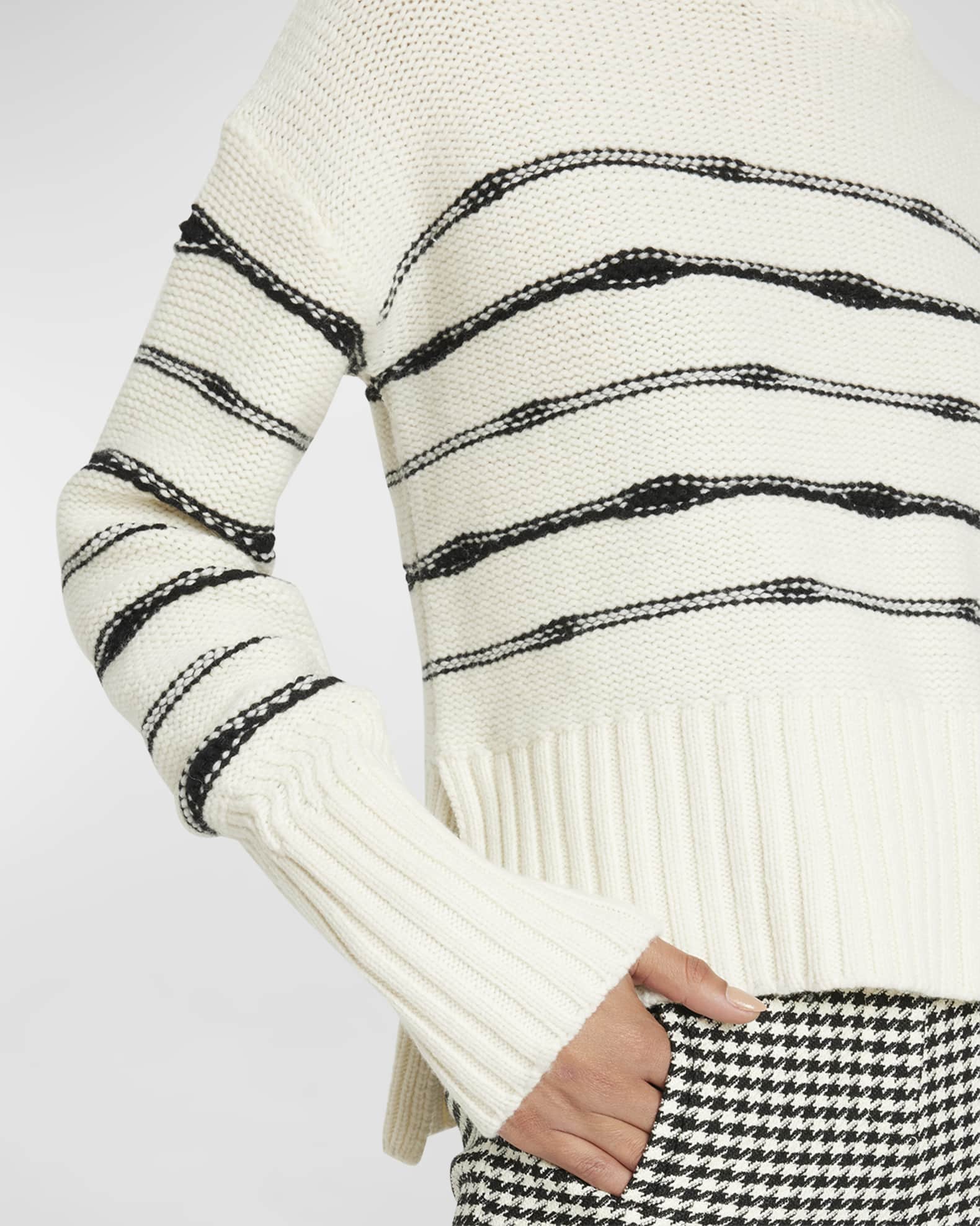 Veronica Beard Viori Striped Mock-Neck Sweater | Neiman Marcus