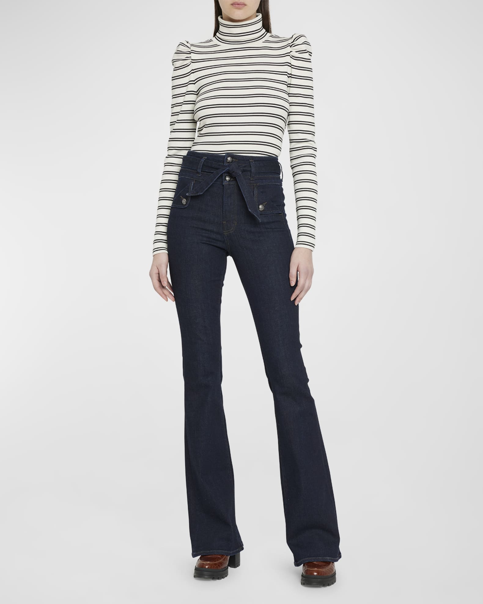 Veronica Beard Jeans Giselle High Rise Skinny Flare Jeans | Neiman Marcus