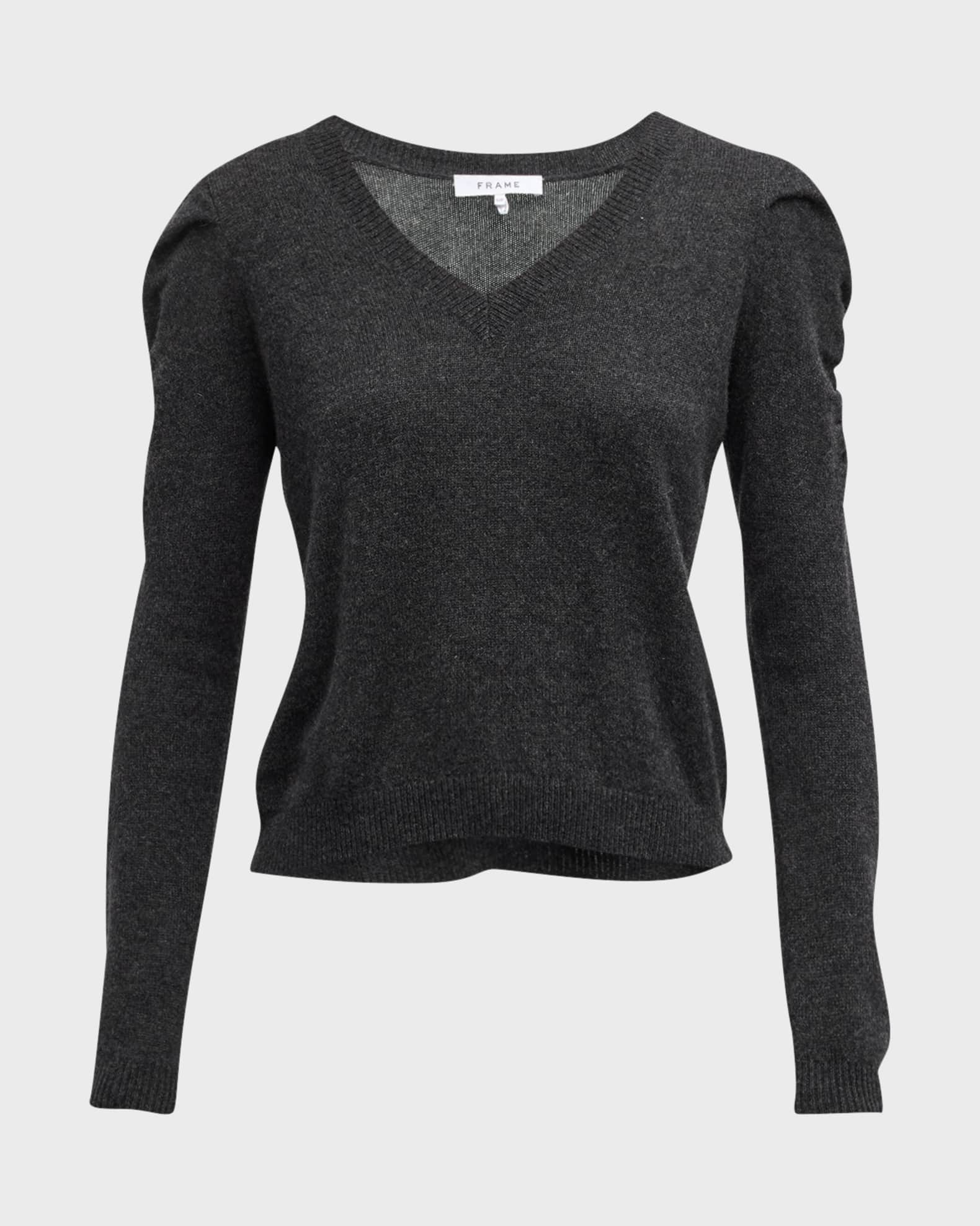 FRAME Ruched Long-Sleeve Cashmere-Wool Sweater
