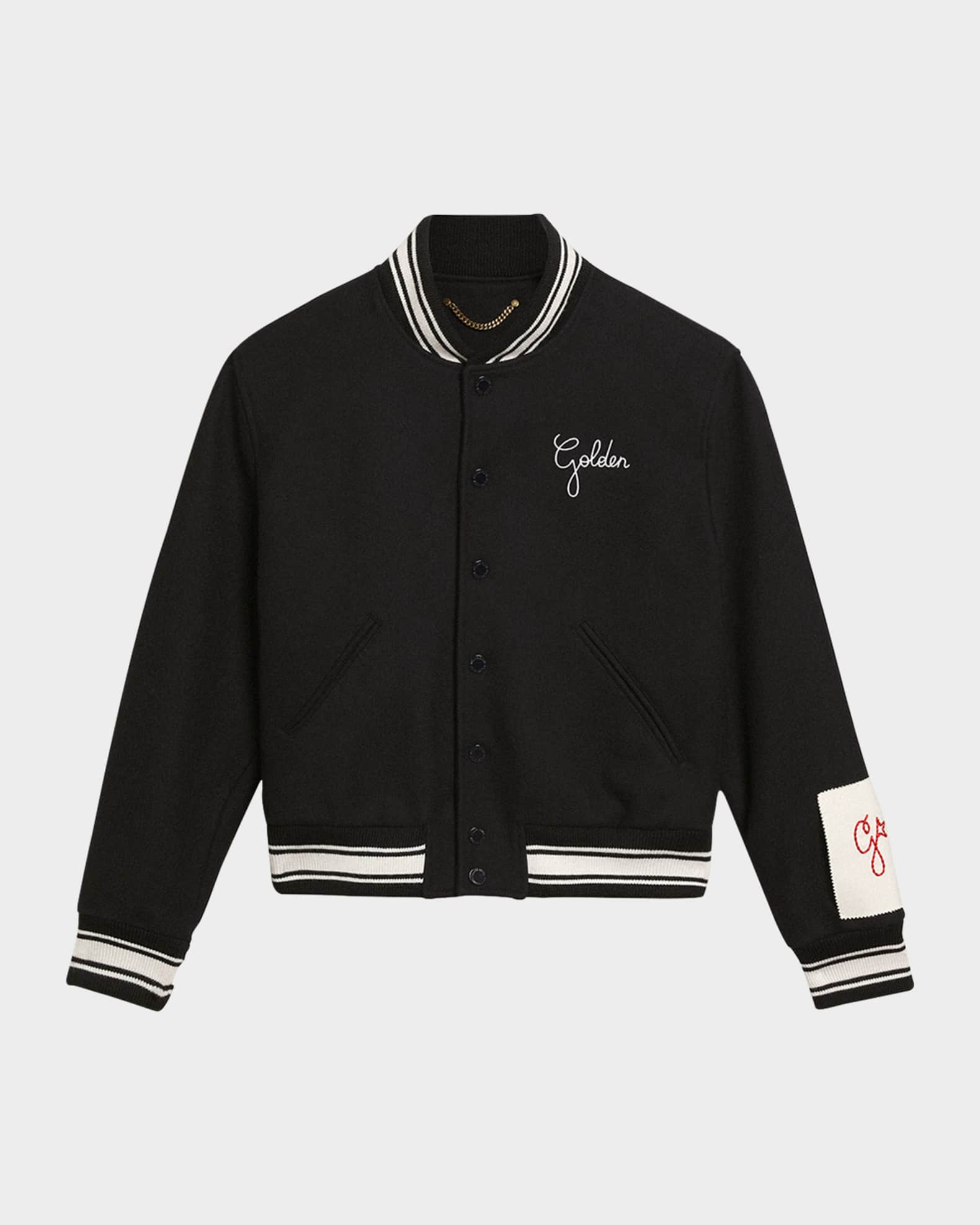 ブルゾン Golden  Deluxe Brand Wool Blend Bomber With Embroidered Golden Goose Men's Embroidered Compact Bomber Jacket