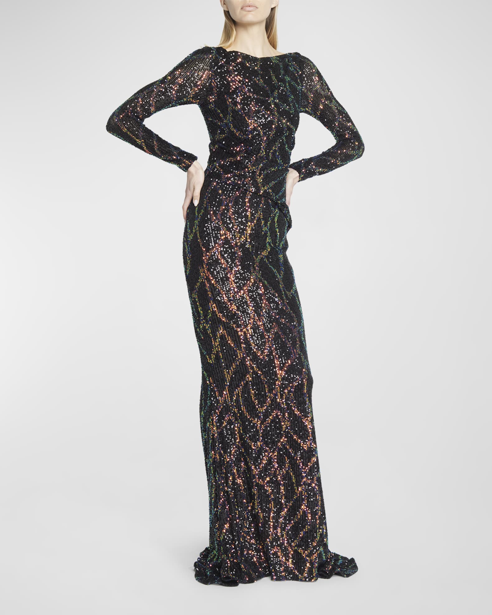 Talbot Runhof Sparkle Stretch Embellished Tulle Gown | Neiman Marcus