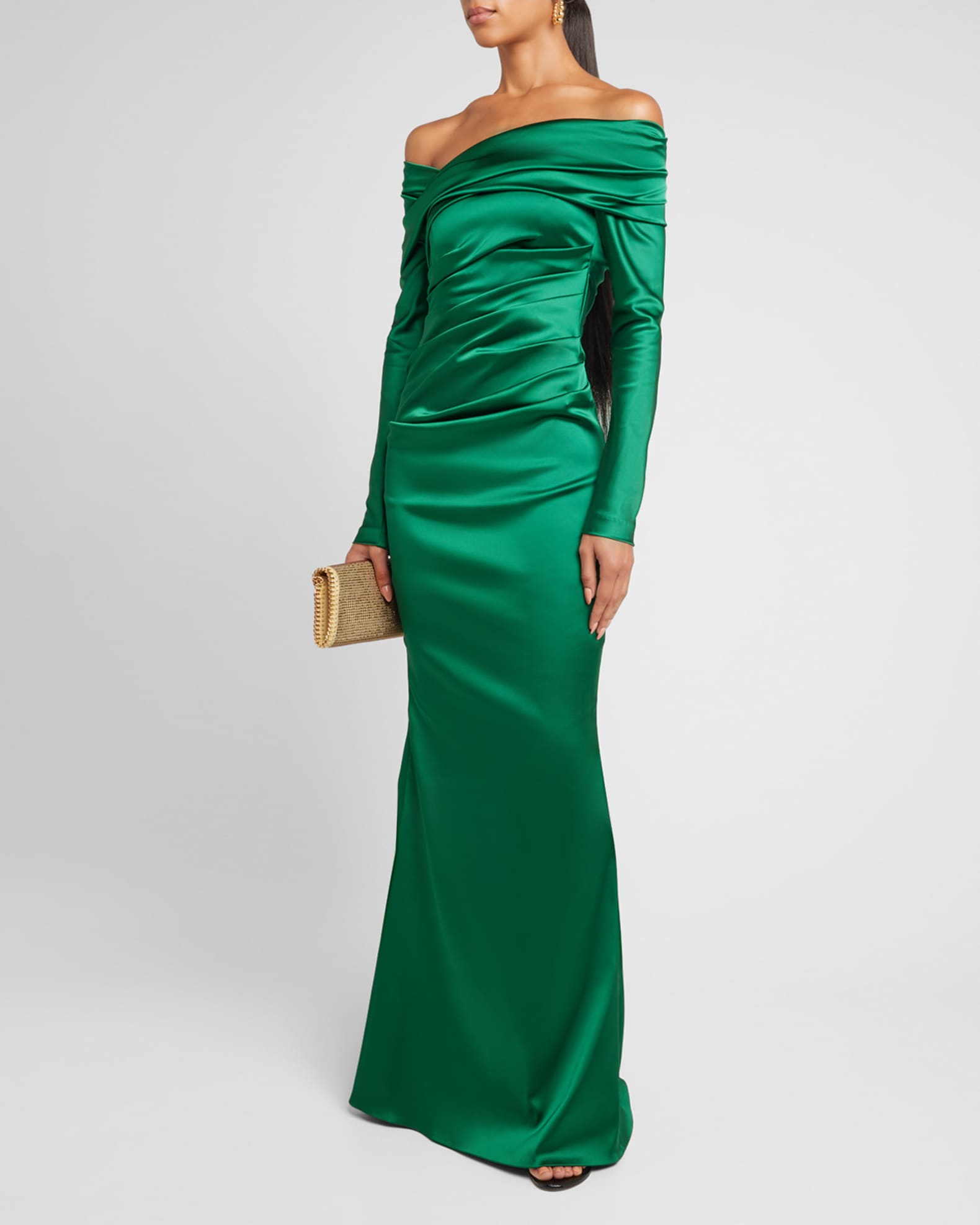 Stretch Satin Duchesse Evening Dress