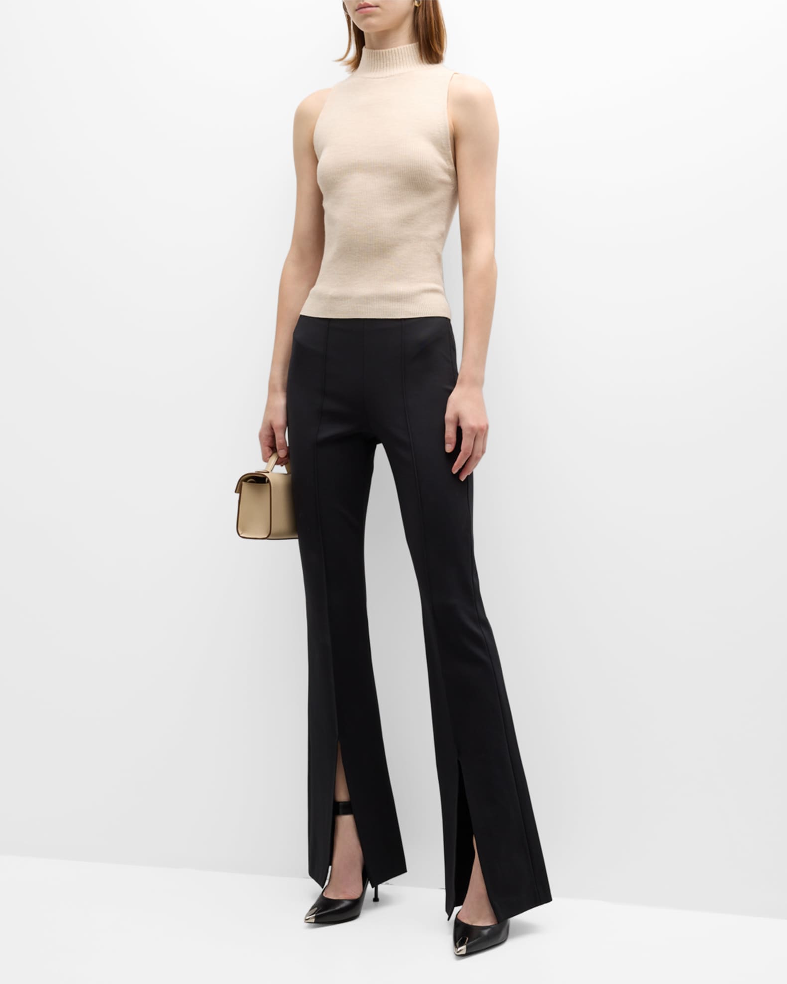 ALICE + OLIVIA Emiko High-Waisted Slit-Cuff Pants | Neiman Marcus display picture 1