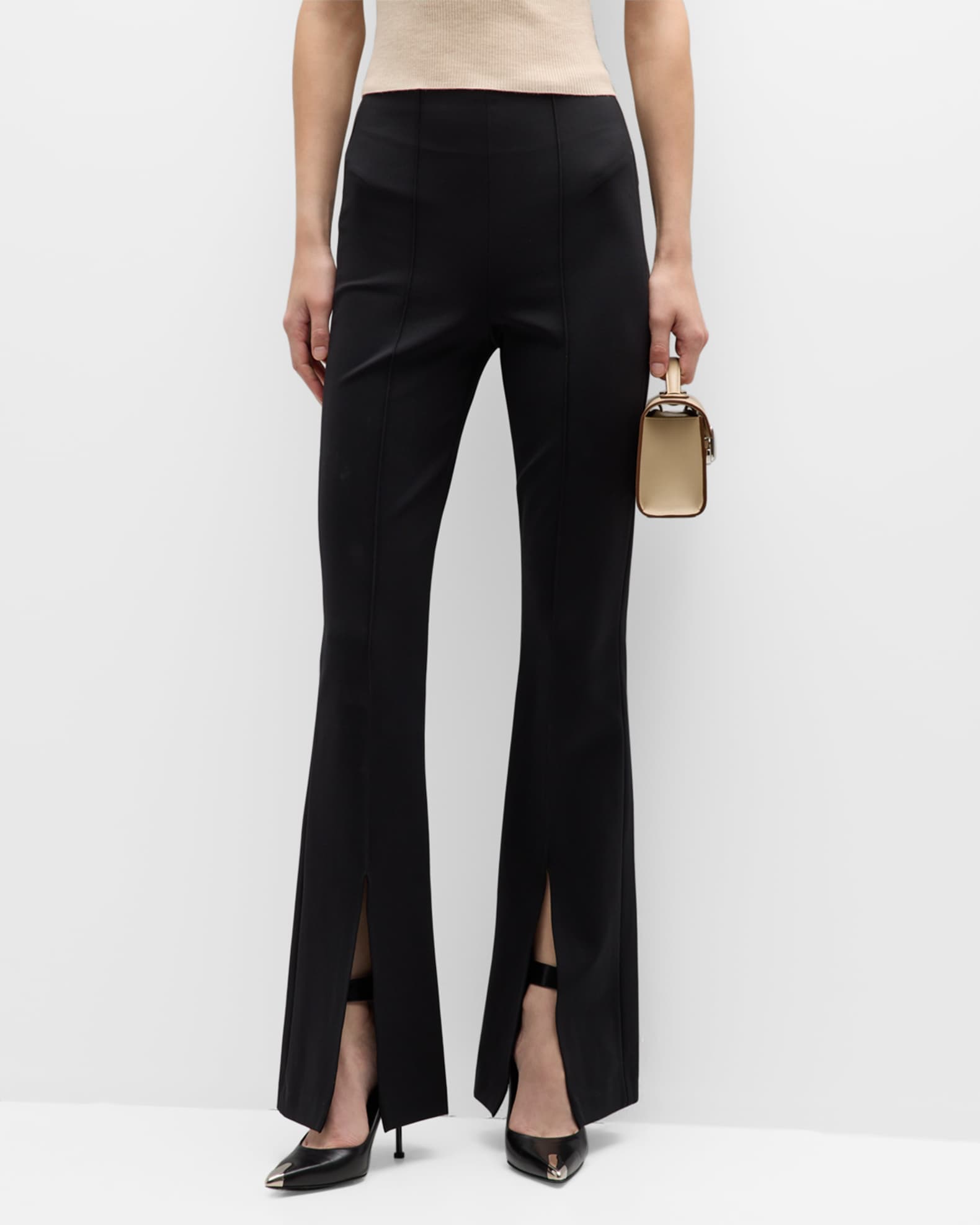 ALICE + OLIVIA Emiko High-Waisted Slit-Cuff Pants | Neiman Marcus display picture 1