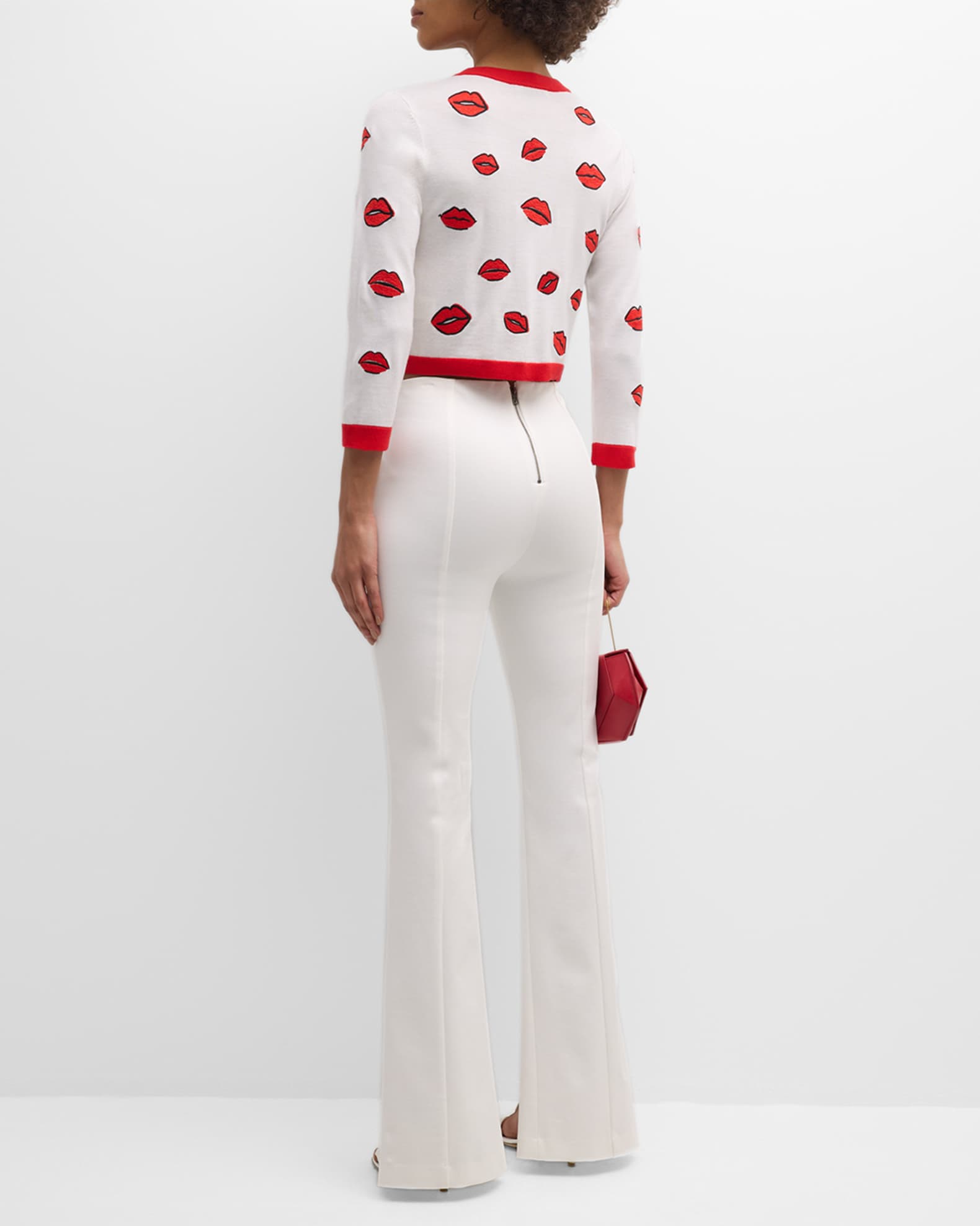 Alice + Olivia Emiko High-Waisted Slit-Cuff Pants | Neiman