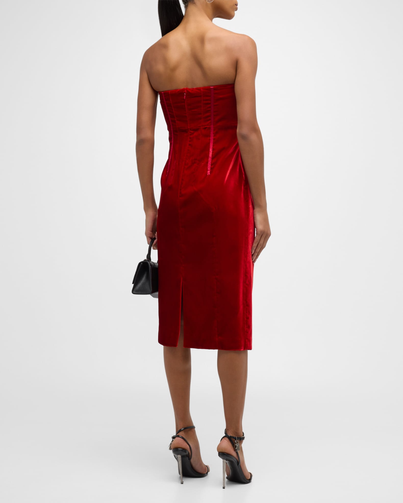 TOM FORD Sculpted Plunging Strapless Velvet Bustier Dress Neiman Marcus