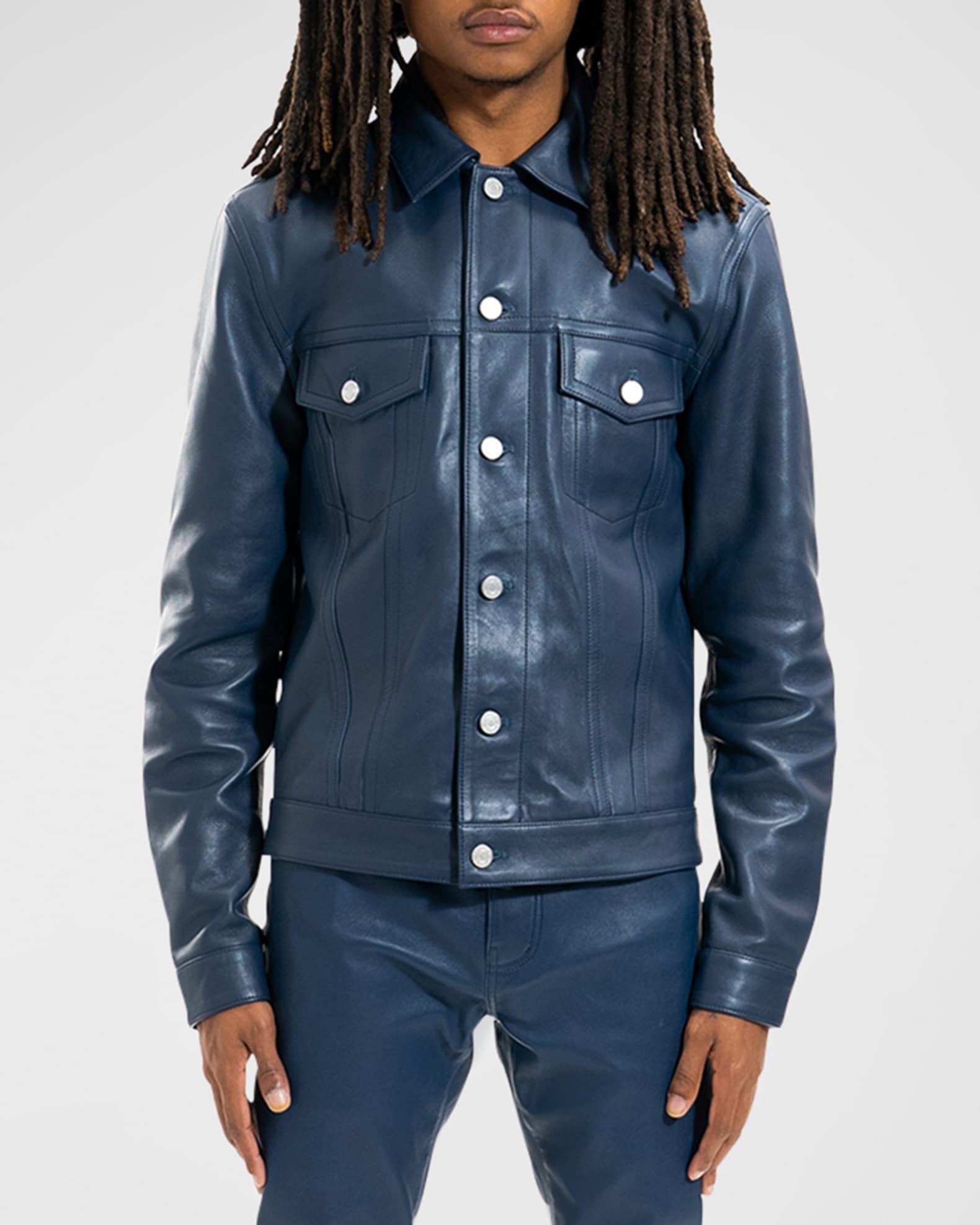 Louis Vuitton Anchor Button Leather Accent Coat