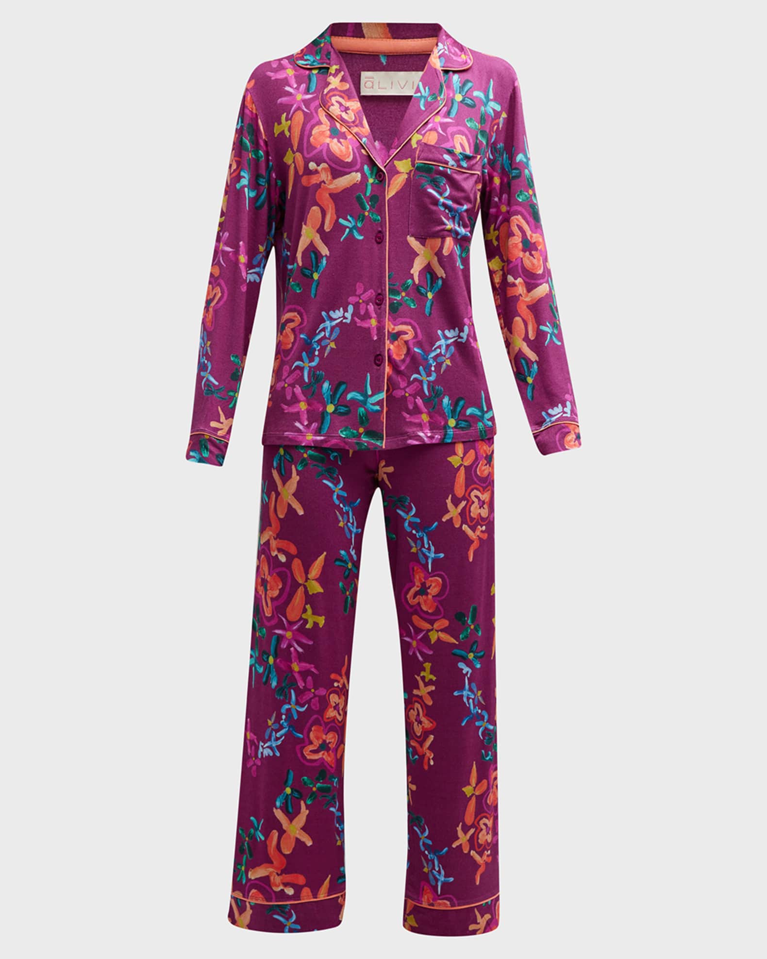 ALIVIA Sofia Cropped Floral-Print Pajama Set
