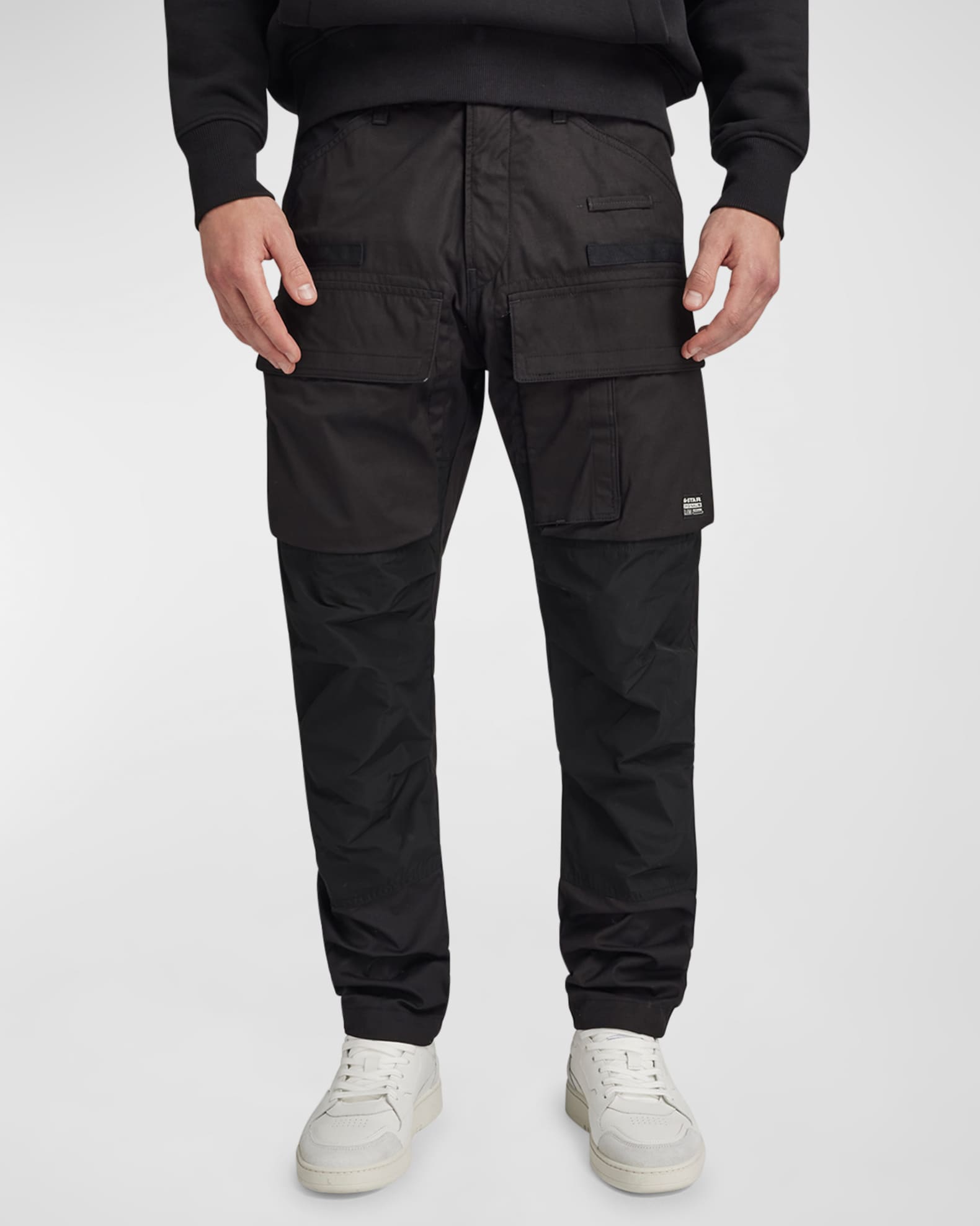 3D Regular Tapered Cargo Pants, Grey