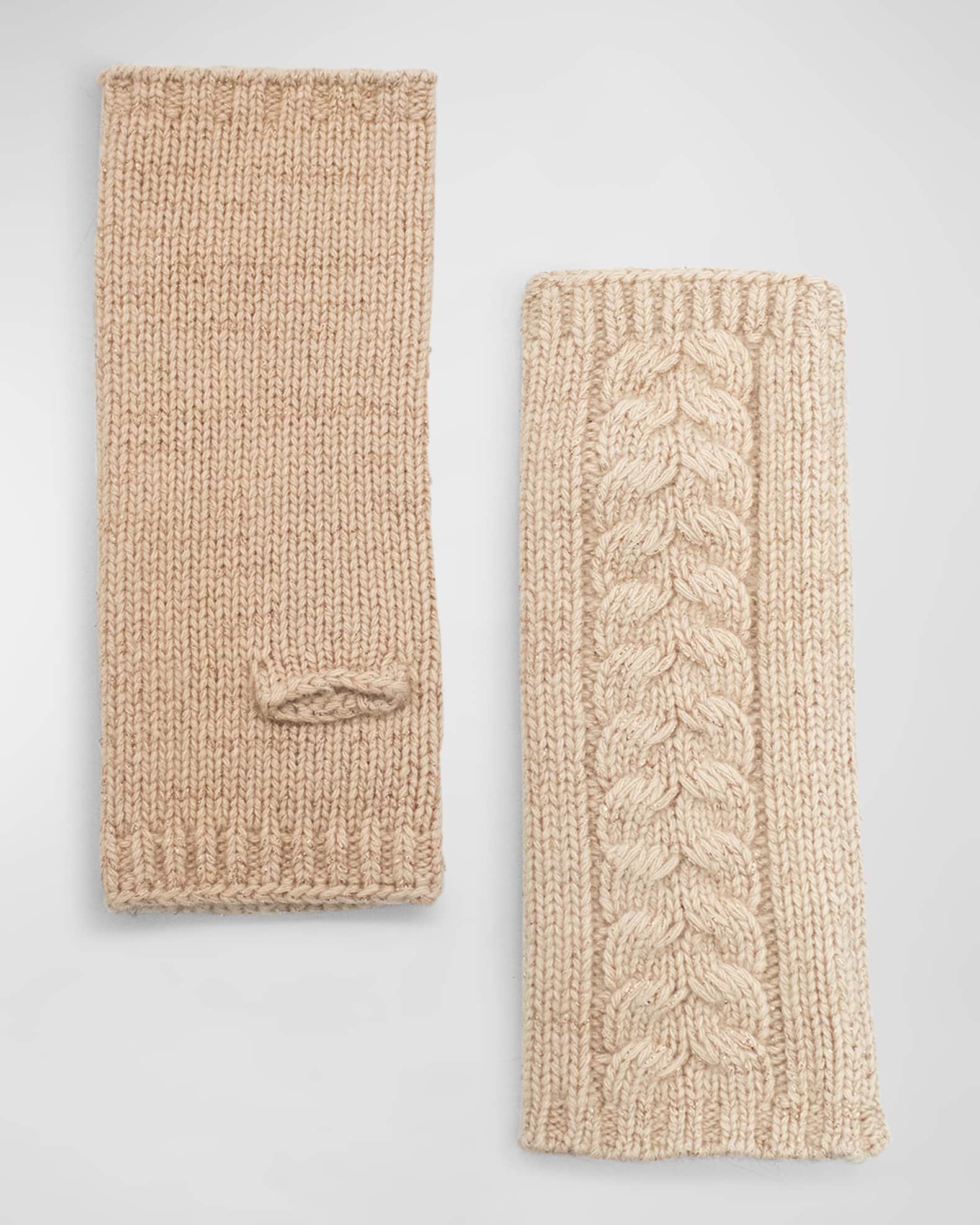 Portolano Shimmery Cable Knit Cashmere Gloves