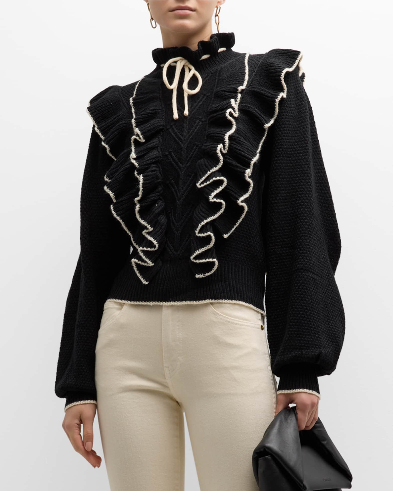Pull Fashion Nova Class Me Up – Nude Camel, Col Haut, Volant, Taille XL (neuf)
