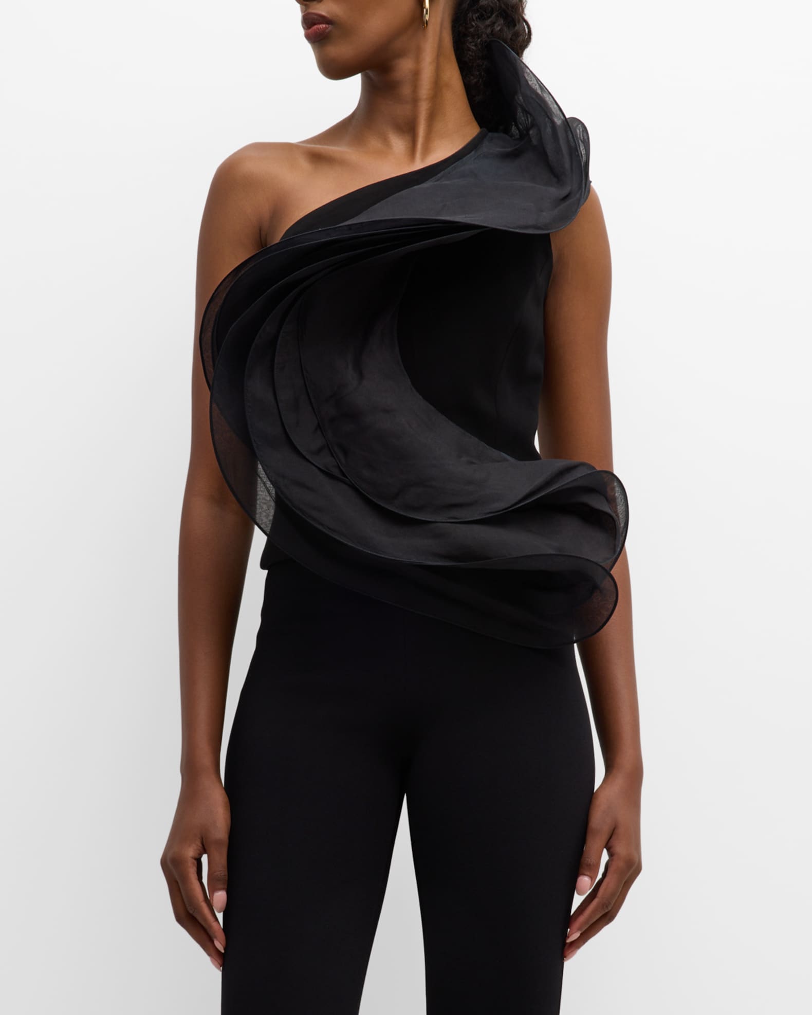 Gaurav Gupta Layered Organza Ruffle One Shoulder Top Neiman Marcus