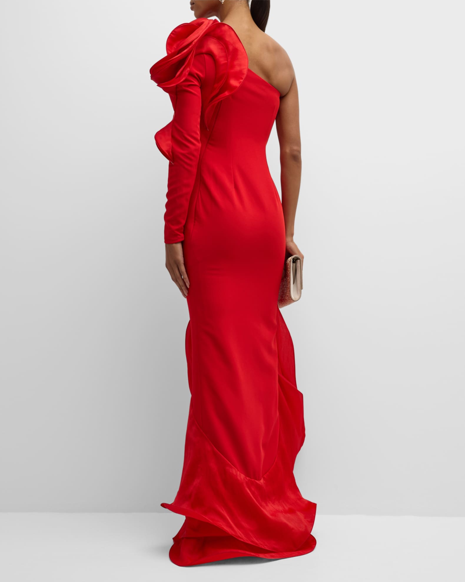 Gaurav Gupta Ruffle One-Shoulder Side-Slit Evening Gown | Neiman Marcus