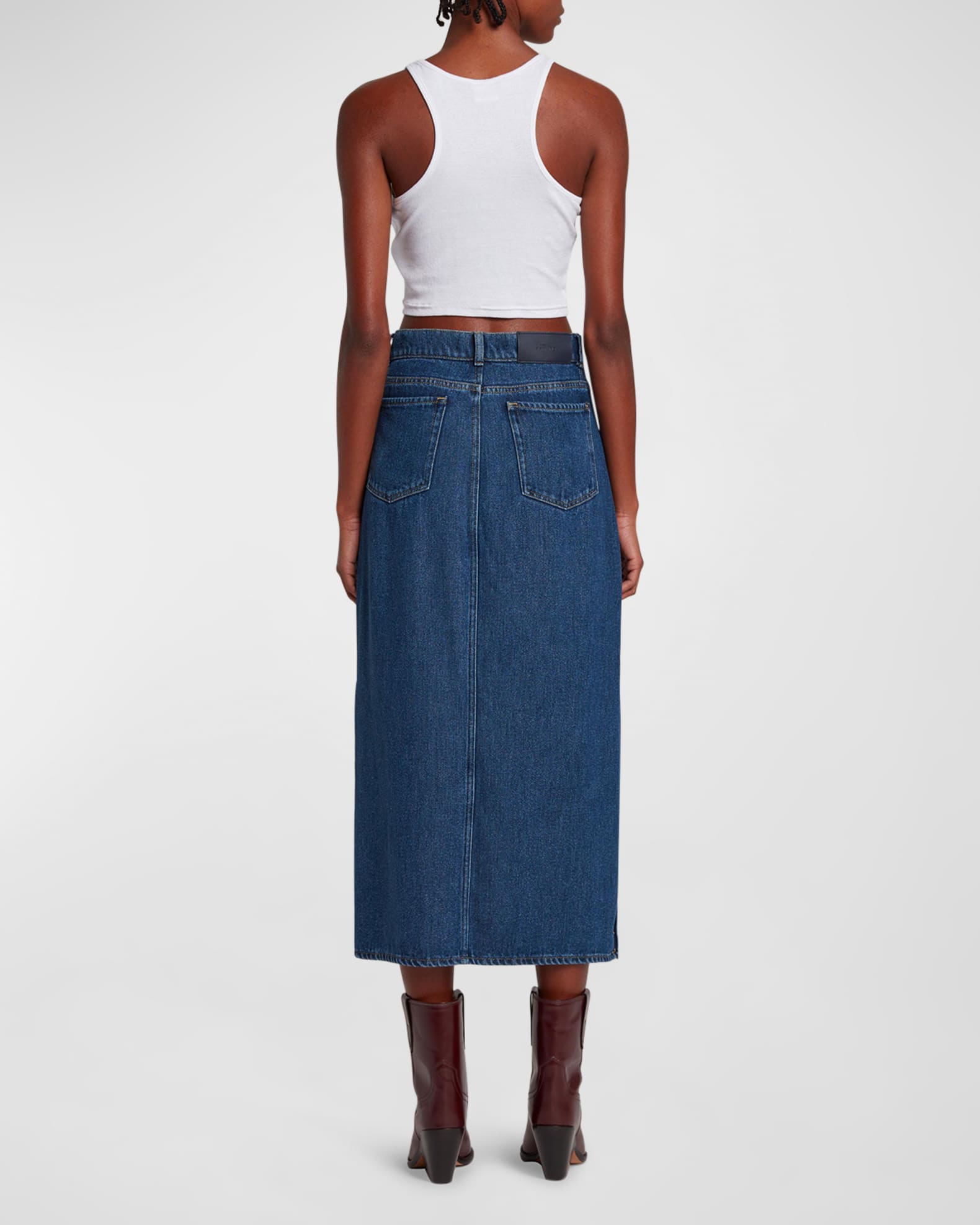 7 for all mankind Denim Side-Slit Maxi Skirt | Neiman Marcus