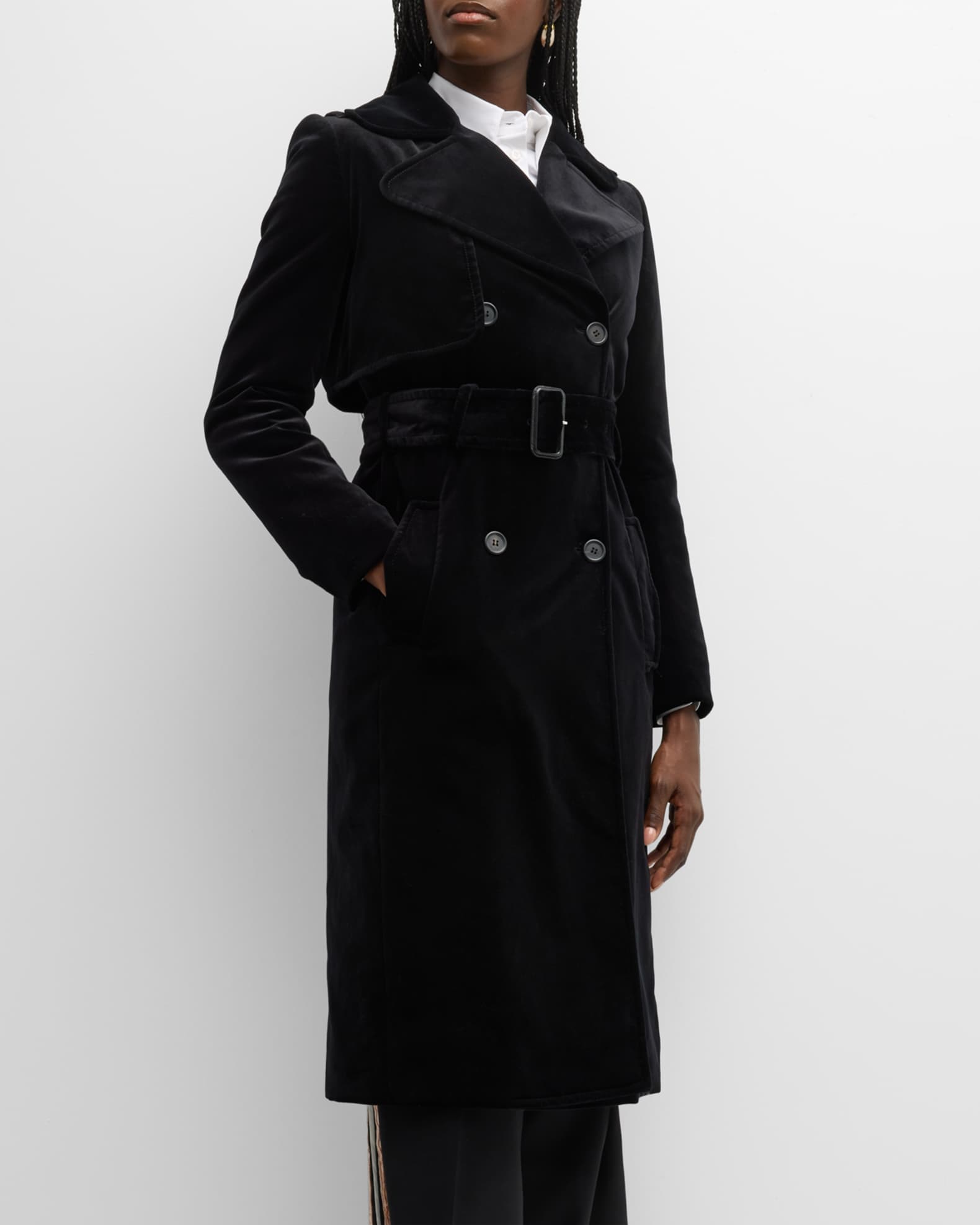 Velvet trench deals coat