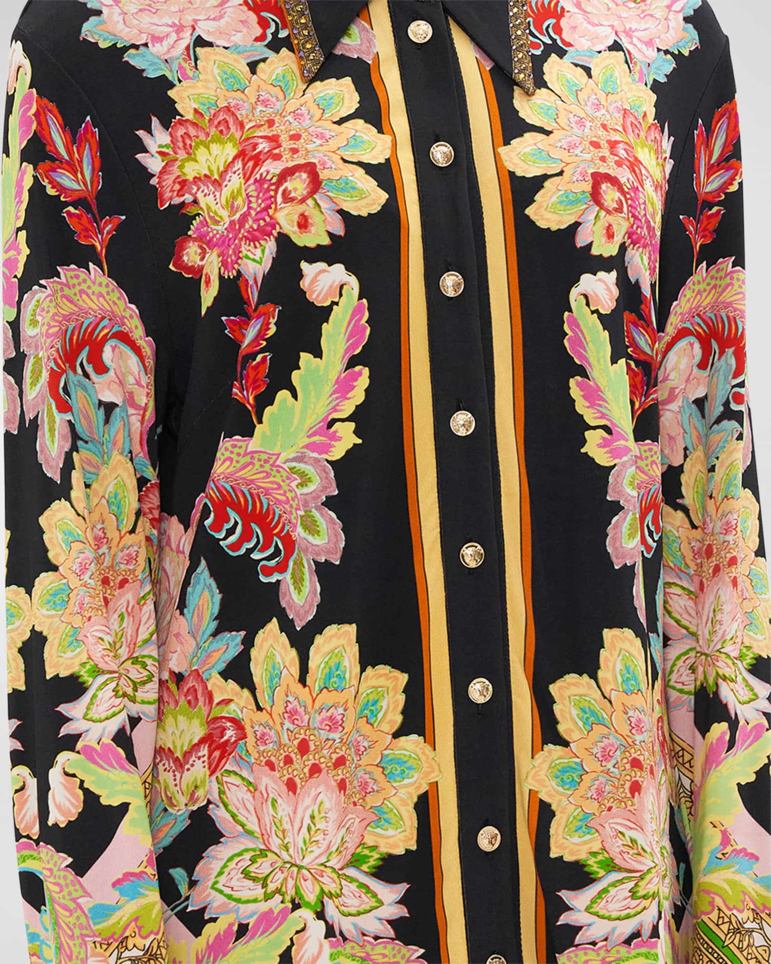 Camilla Fitted Jersey Knit Button-Front Shirt | Neiman Marcus